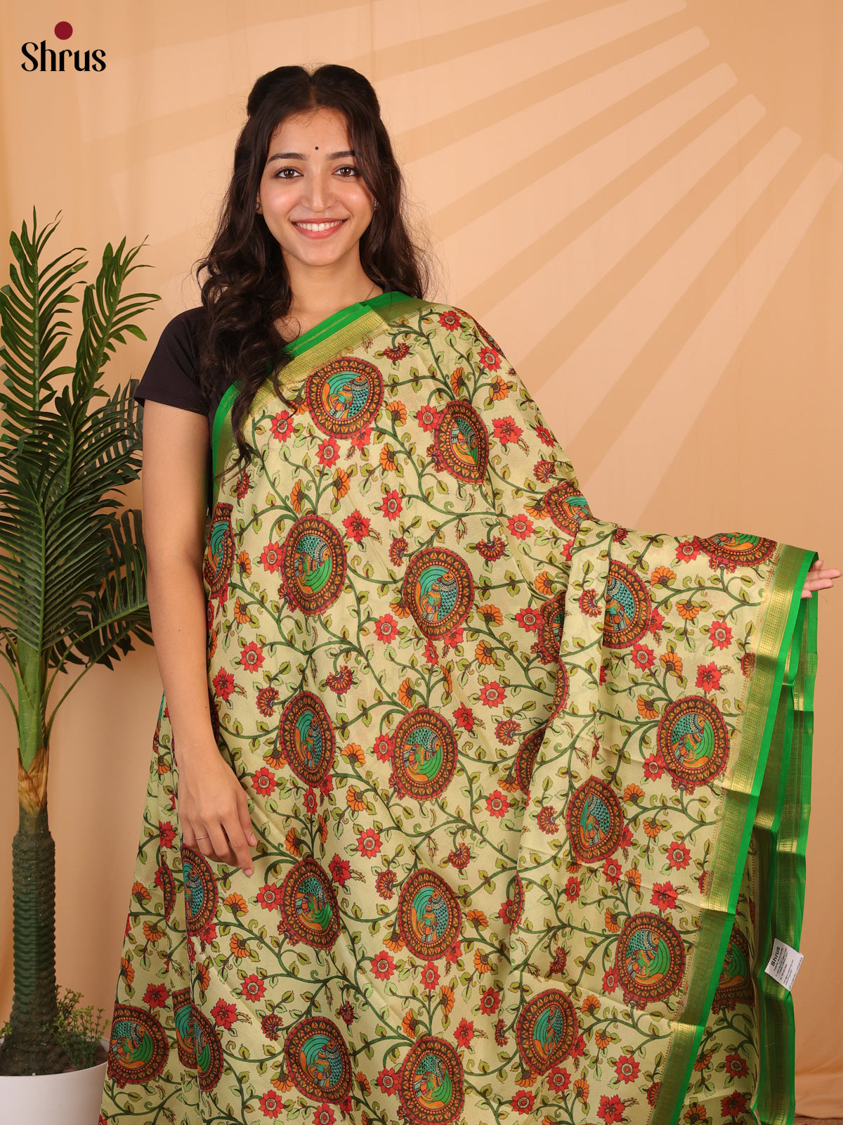 Lime Green & Green -Mysore Silk - Shop on ShrusEternity.com