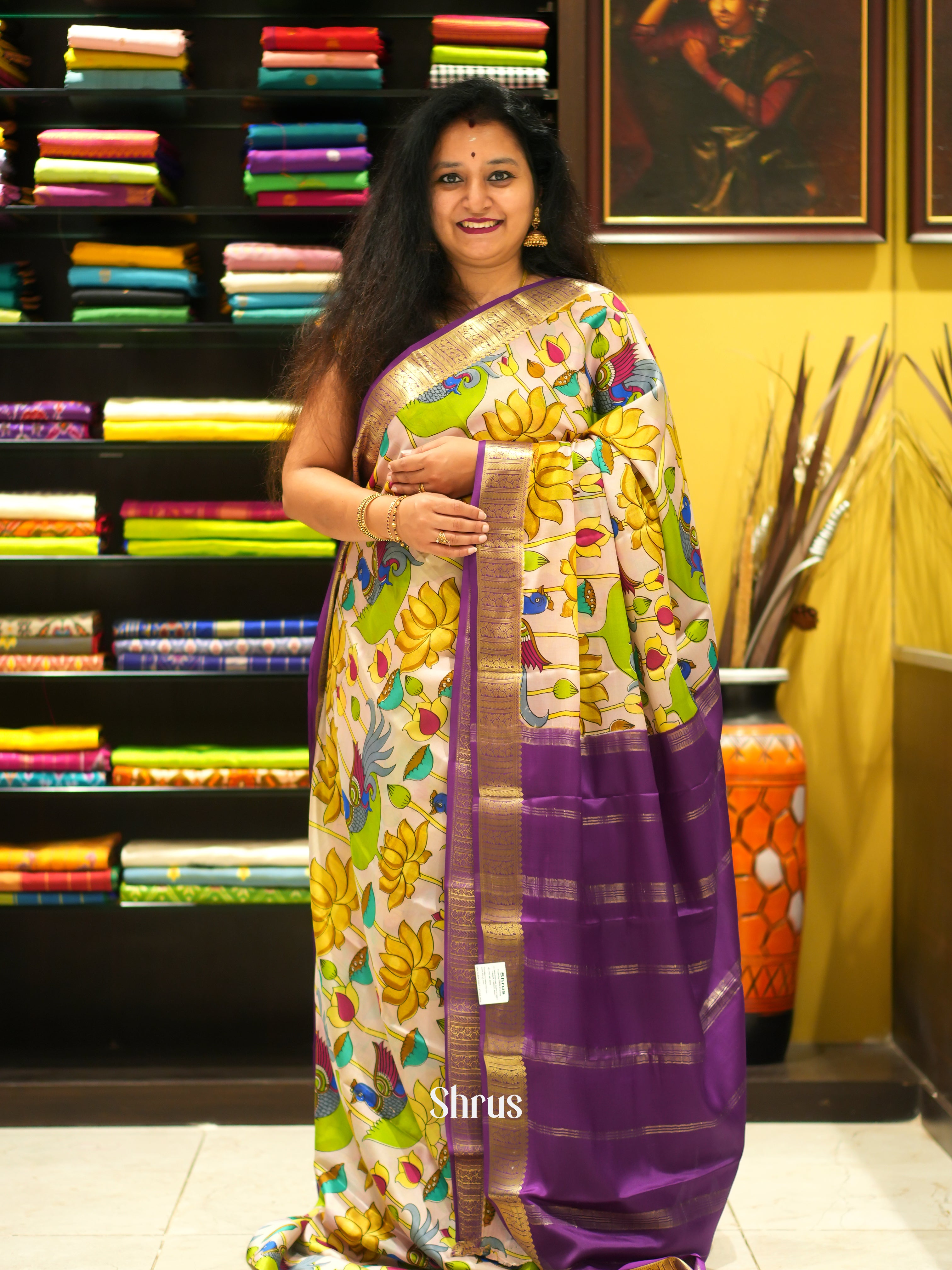 Dusty Pink & Purple -Mysore Silk - Shop on ShrusEternity.com