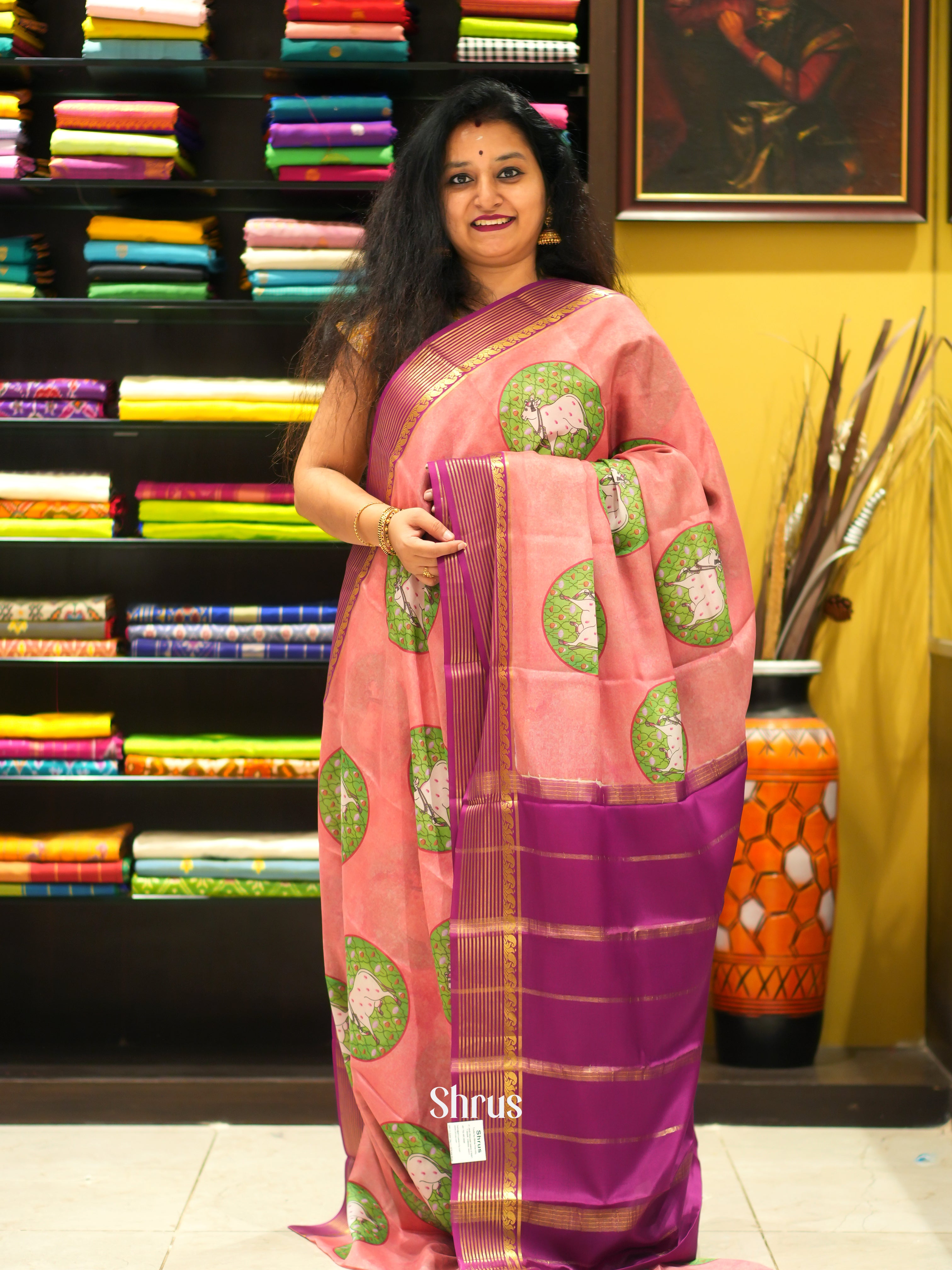 Onion Pink & Majenta - Mysore Silk Saree - Shop on ShrusEternity.com