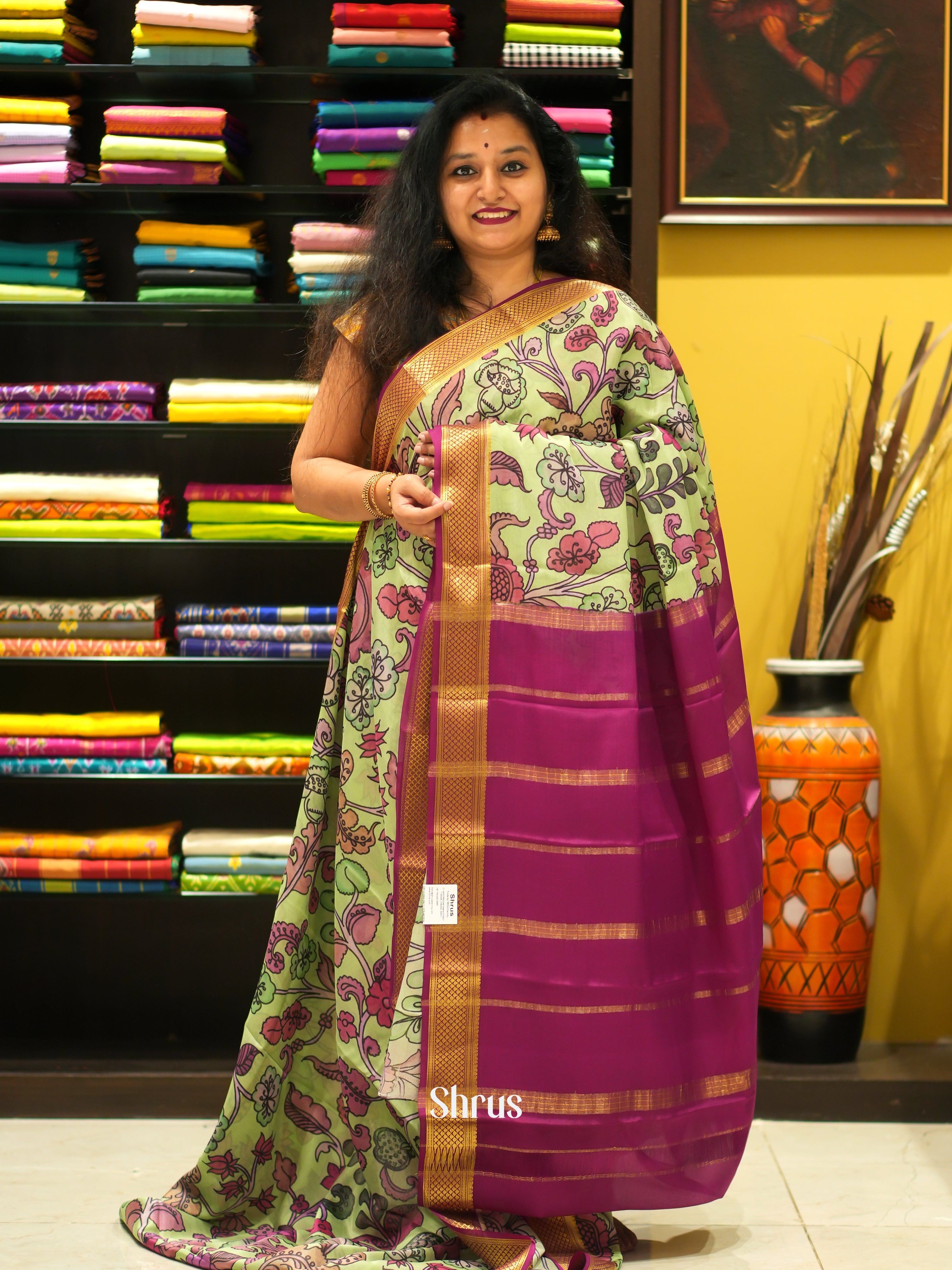 Green & Purple -Mysore Silk - Shop on ShrusEternity.com