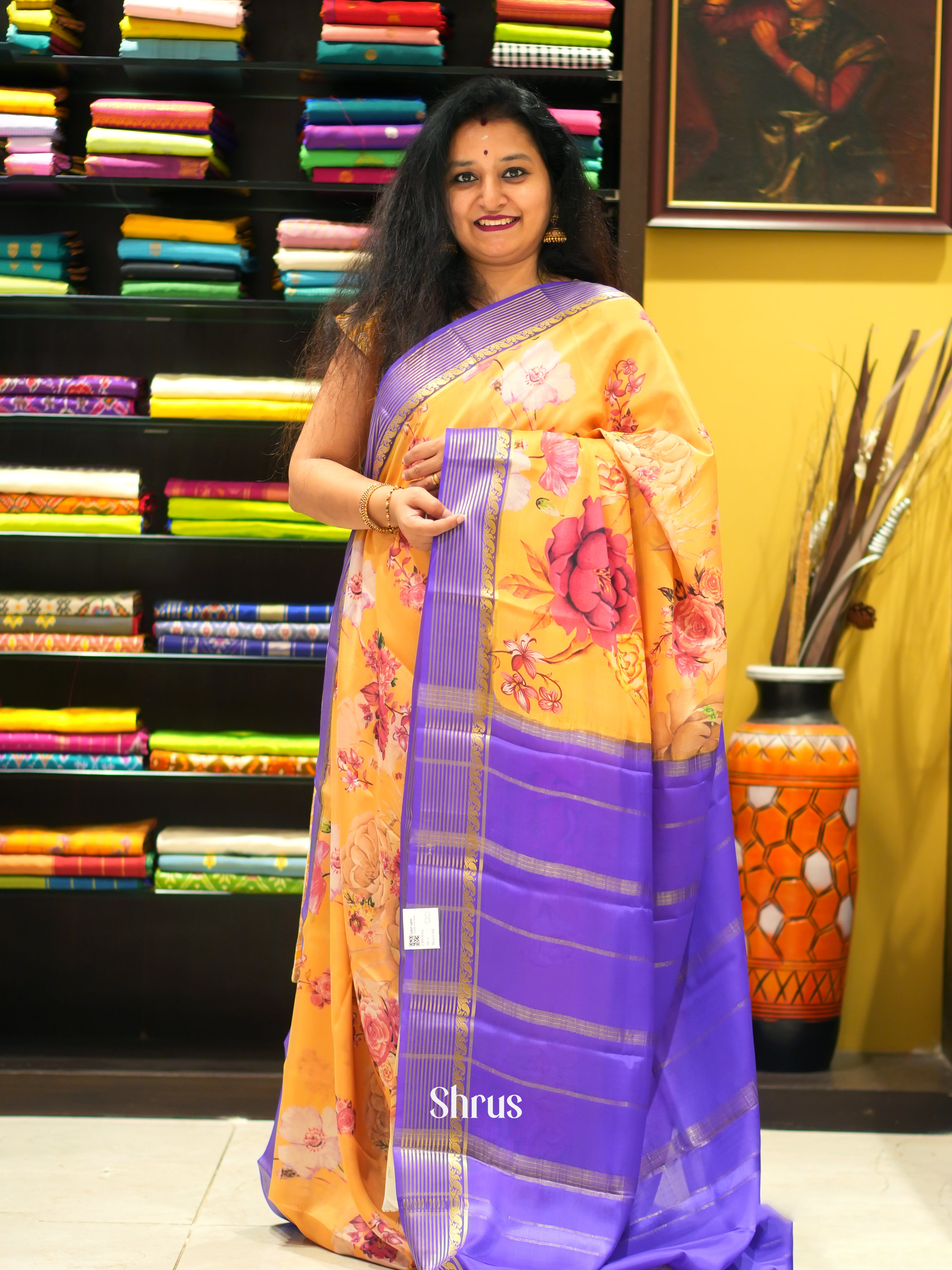 Orange & Purple -Mysore Silk - Shop on ShrusEternity.com