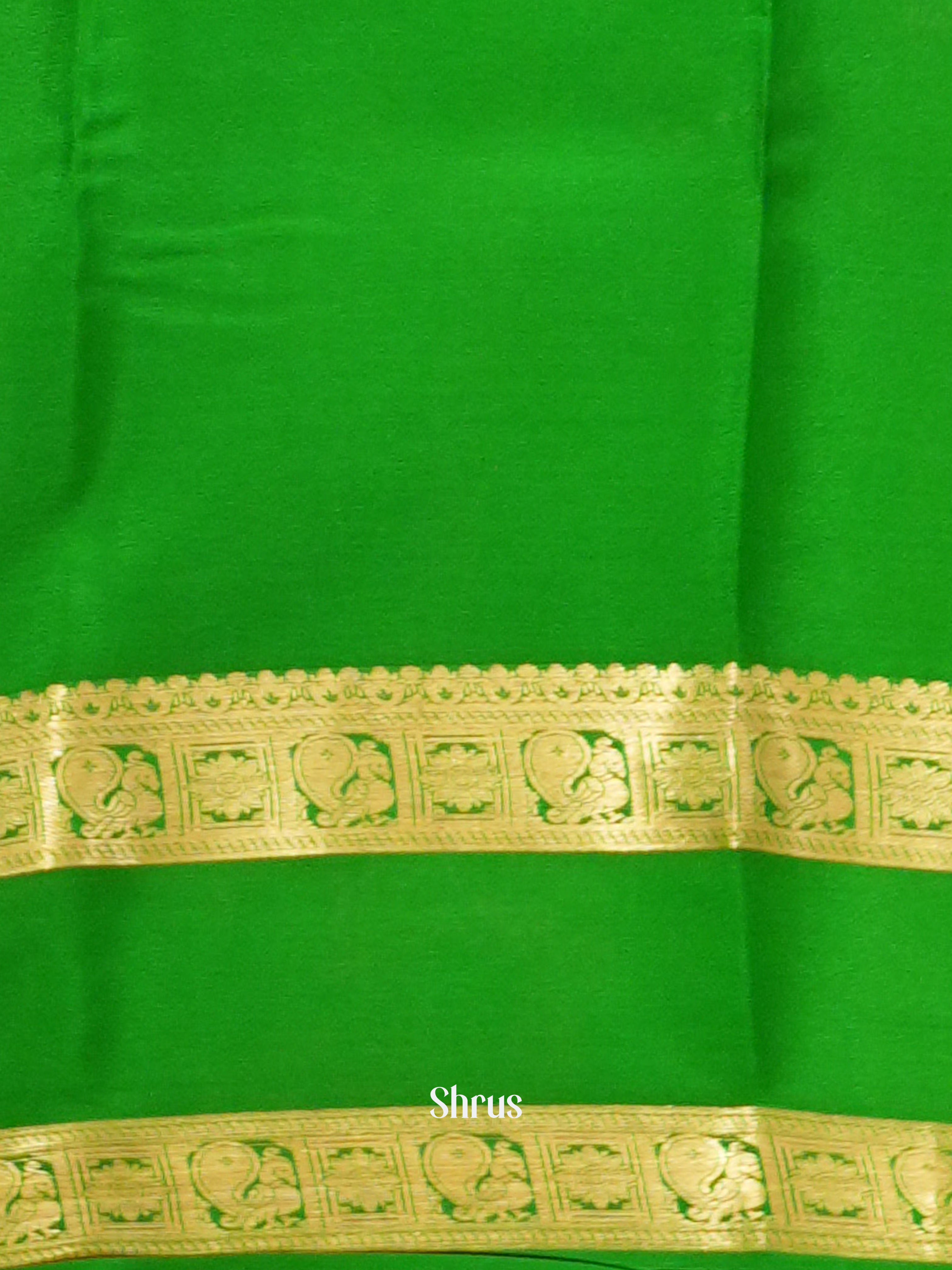 Pink & Green -Mysore Silk - Shop on ShrusEternity.com