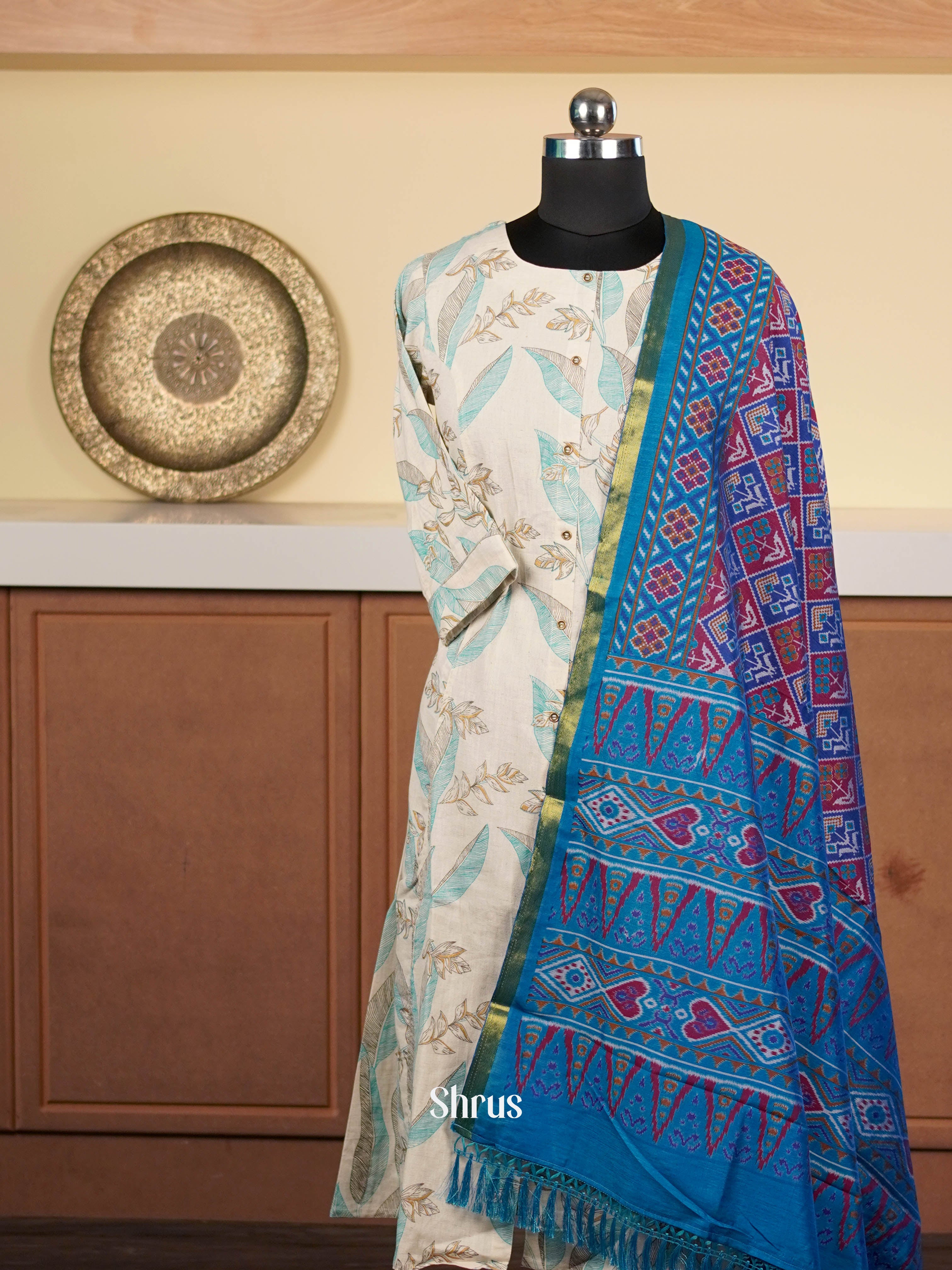 Blue & Maroon - Semi Patola Dupatta - Shop on ShrusEternity.com