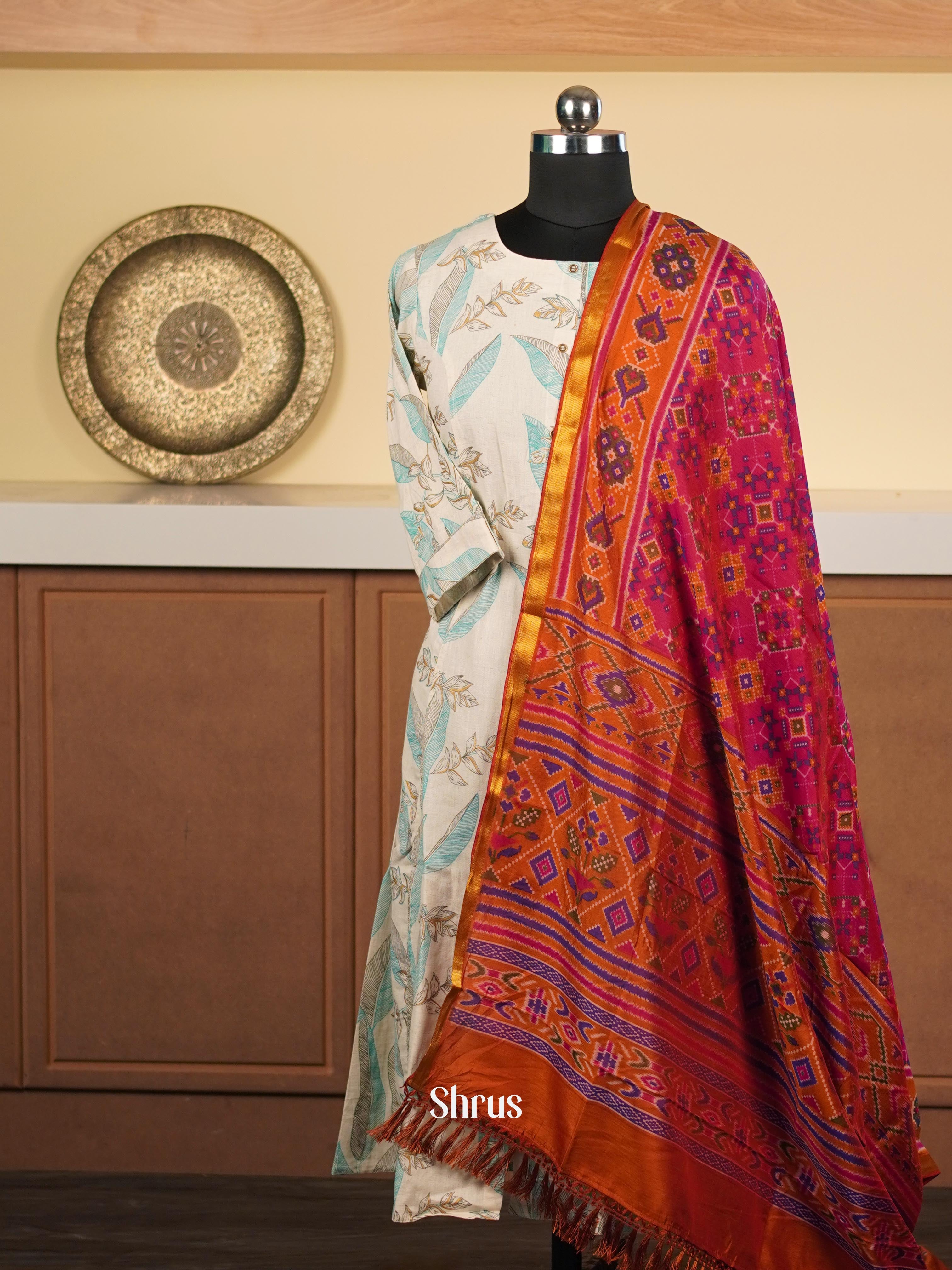 Dark Pink & Brown - Dupatta - Shop on ShrusEternity.com