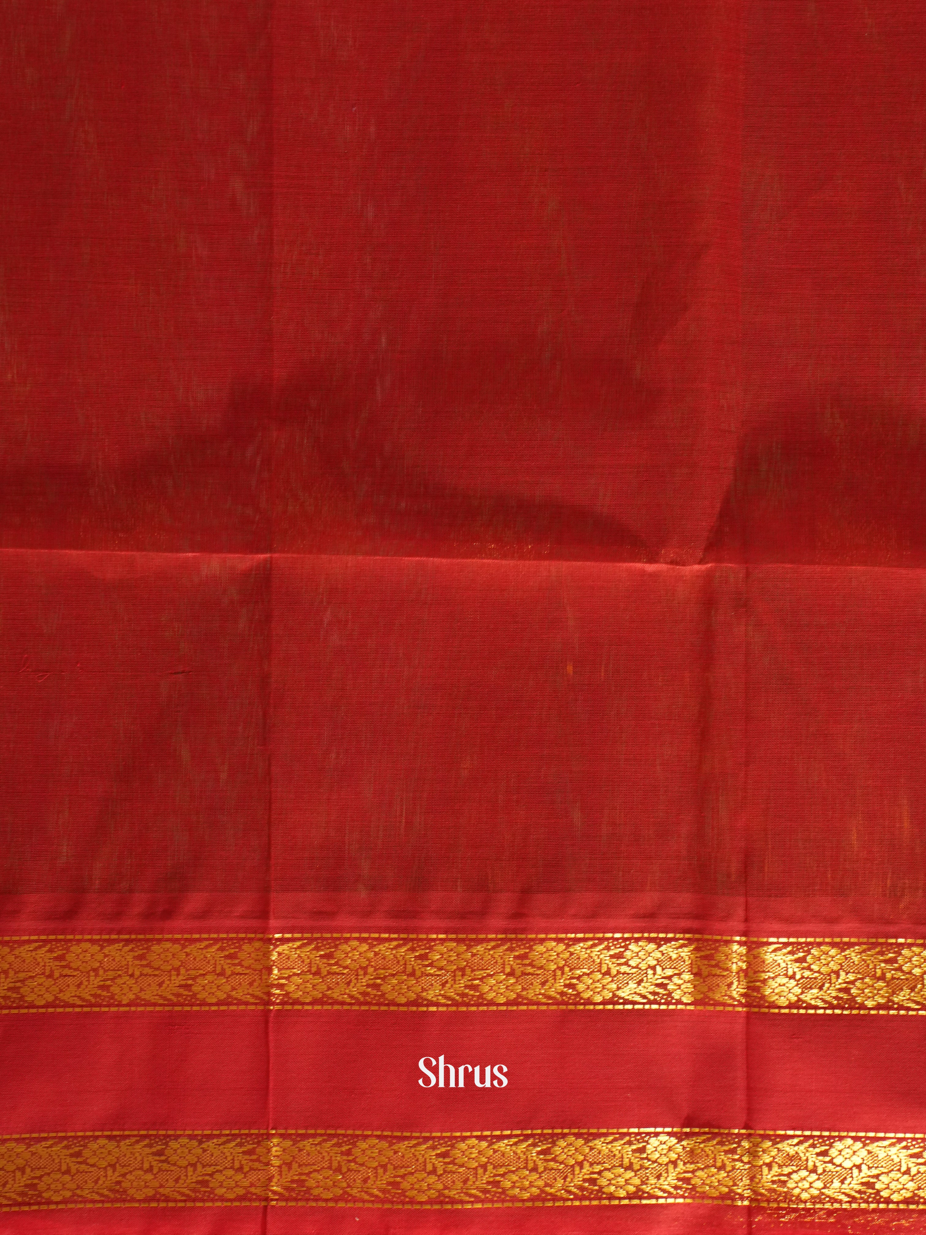 Green & Red- Silk Cotton Saree - Shop on ShrusEternity.com