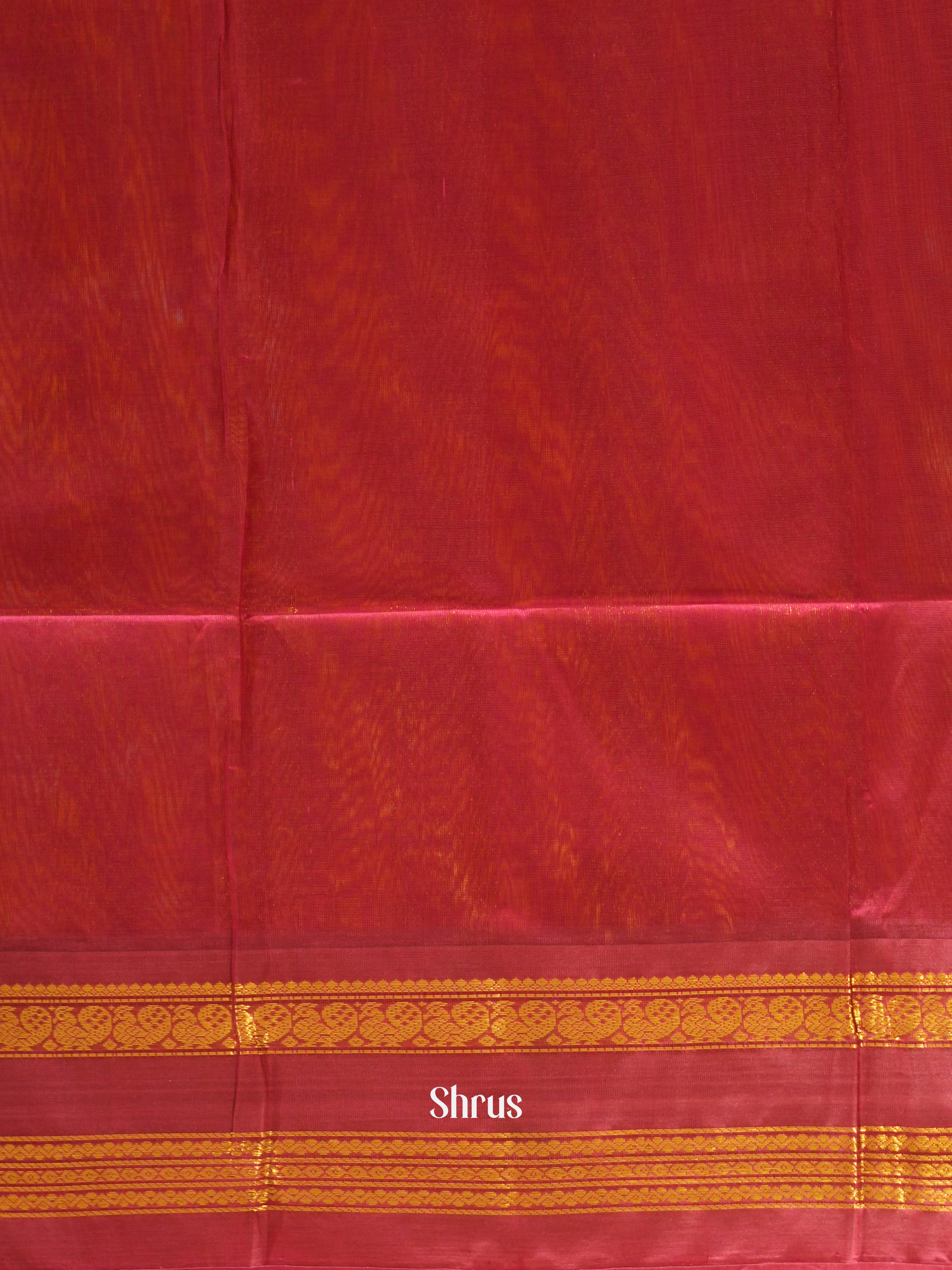 Yellow & Maroon - Silk Cotton Saree - Shop on ShrusEternity.com