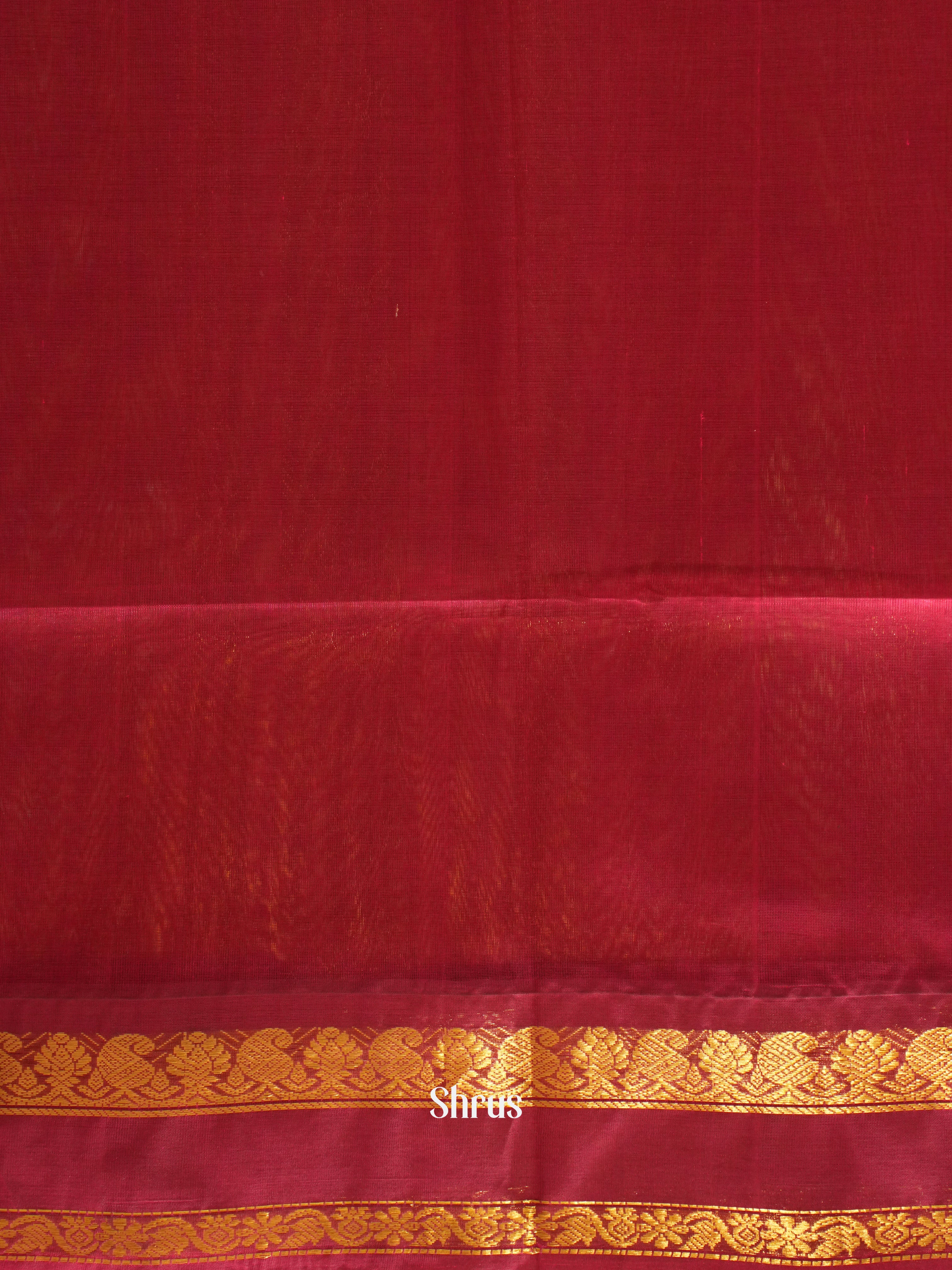 Peach & Maroon - Silk Cotton Saree - Shop on ShrusEternity.com