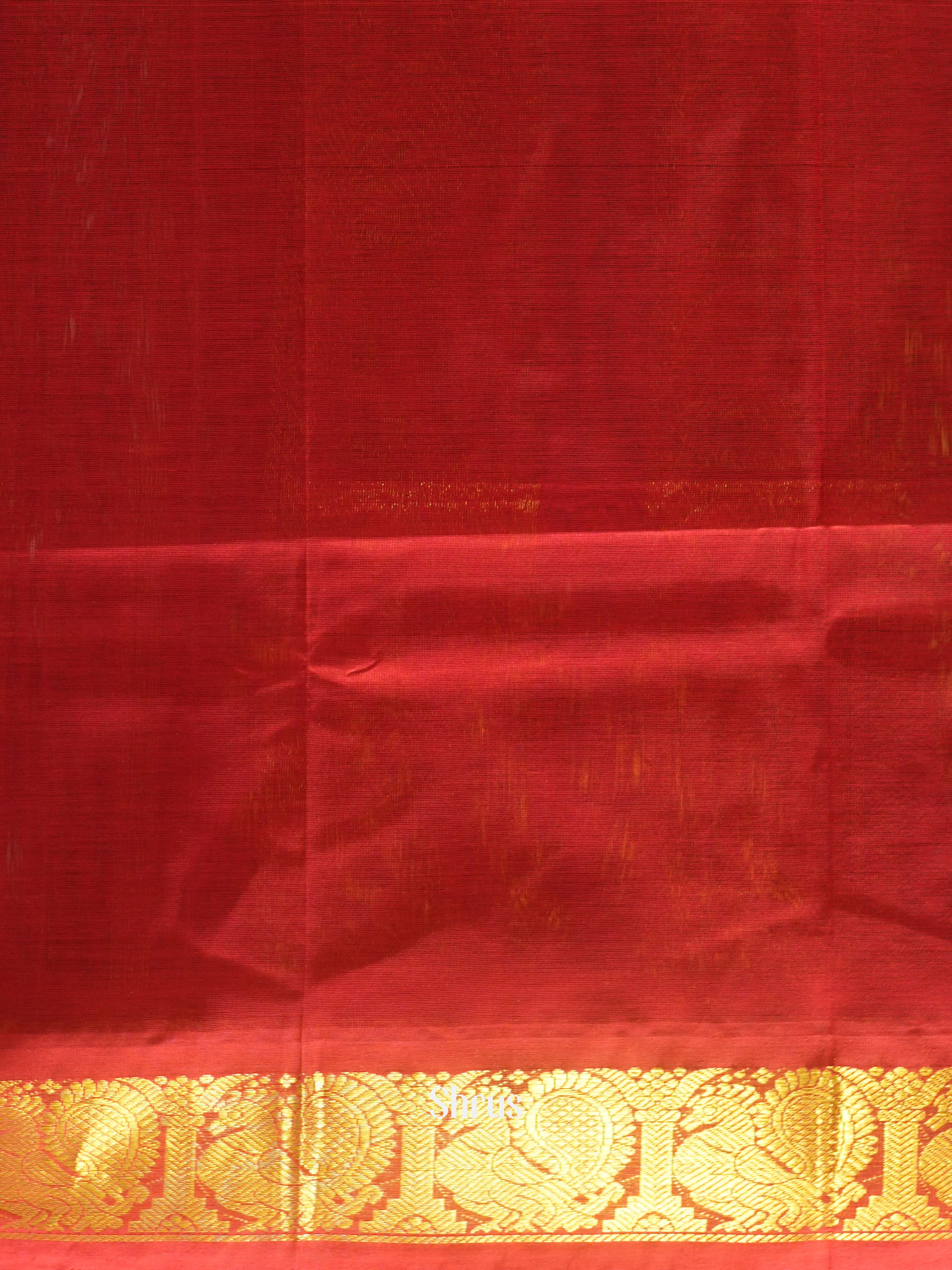 Green & Red - Silk Cotton Saree - Shop on ShrusEternity.com