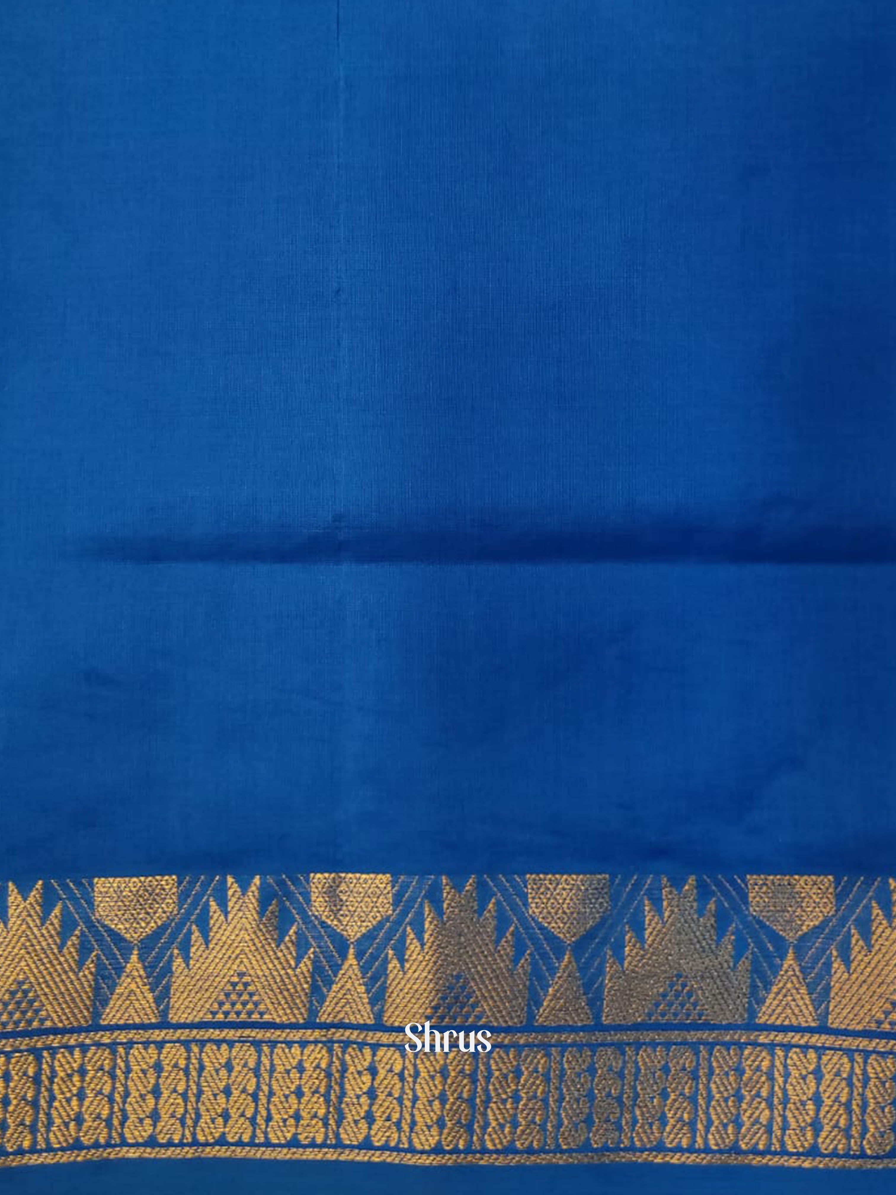 Blue & Teal- Silk cotton-halfpure Saree - Shop on ShrusEternity.com