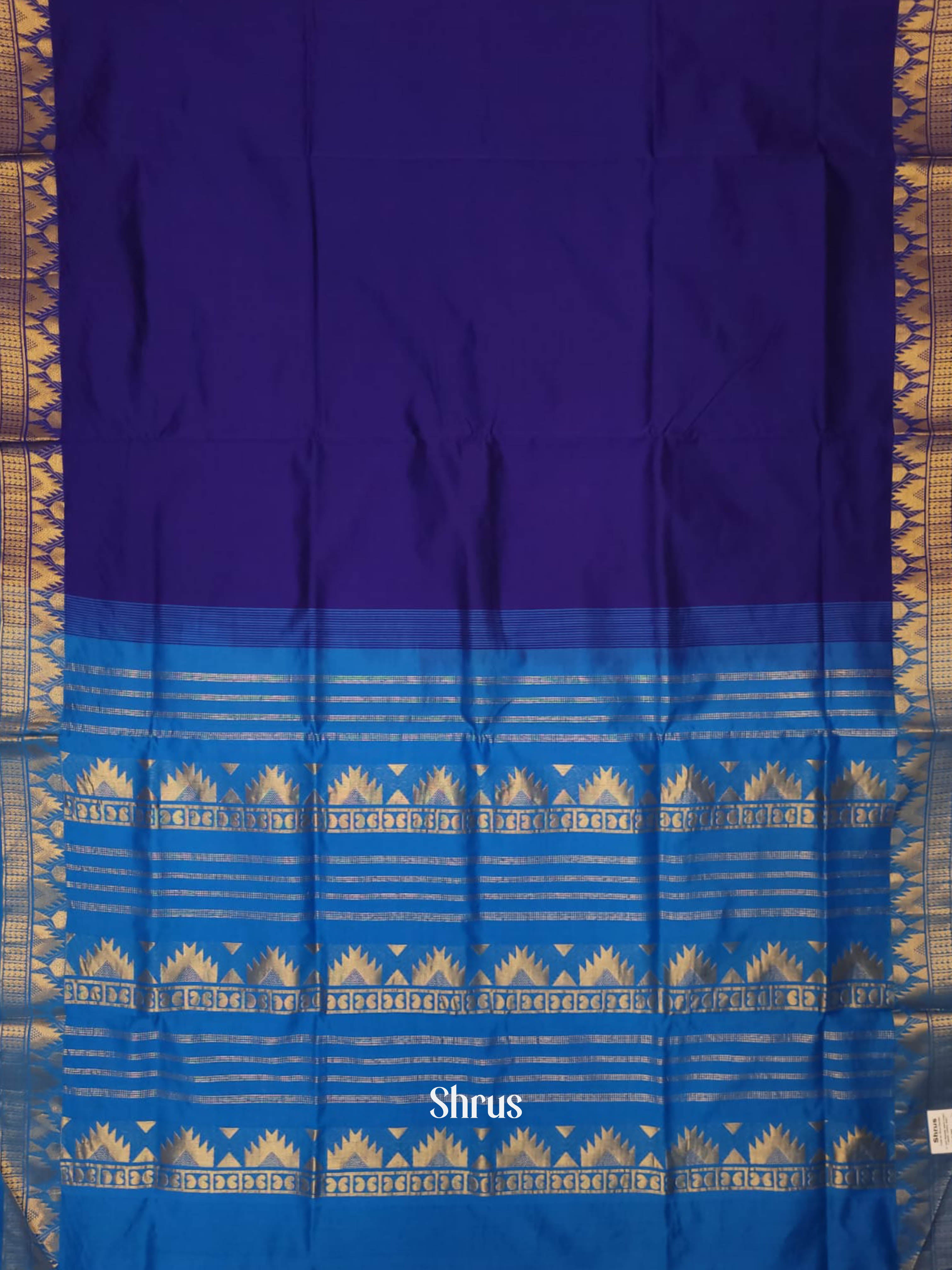 Blue & Teal- Silk cotton-halfpure Saree - Shop on ShrusEternity.com