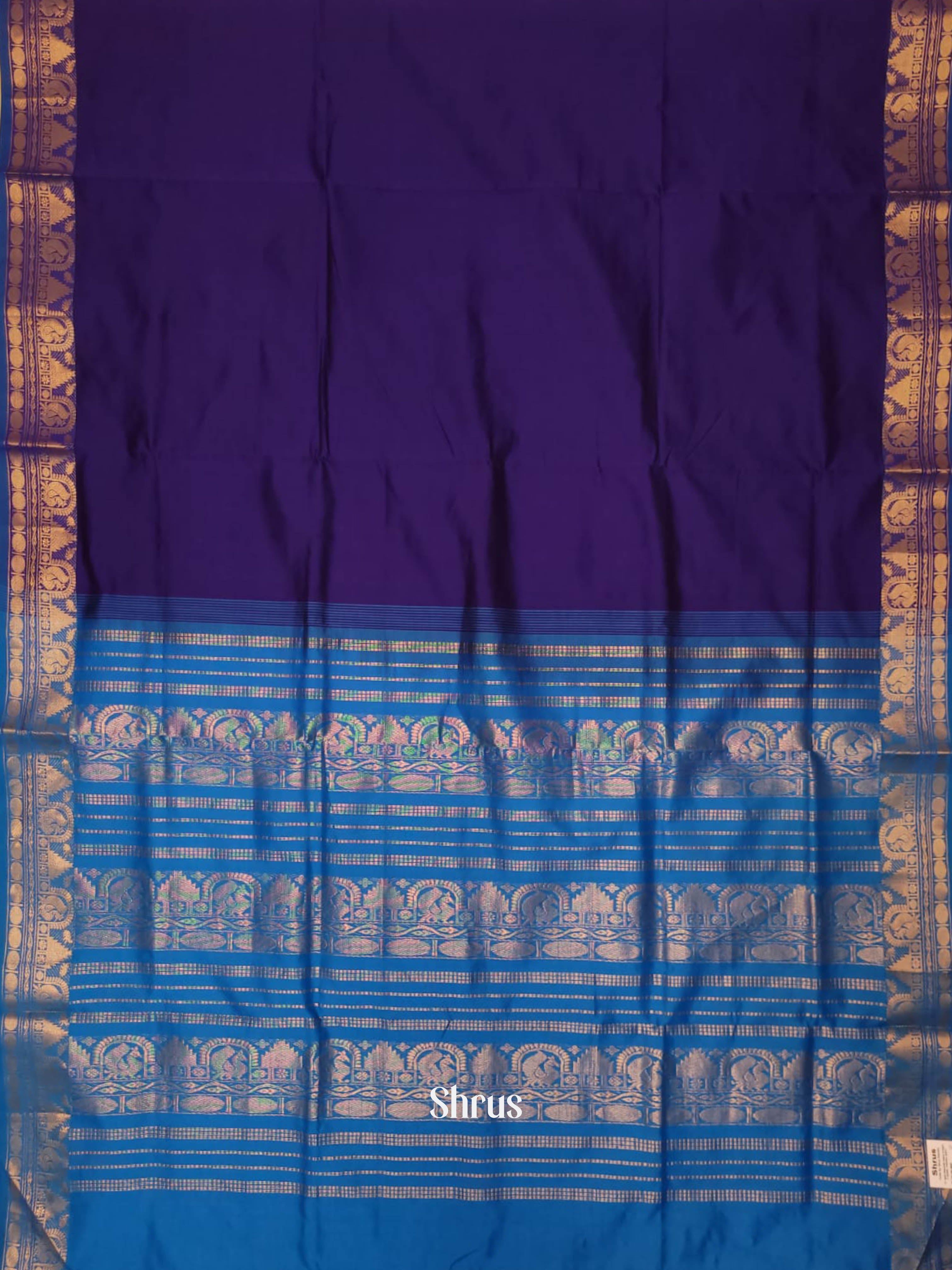 Blue & Teal - Silkcotton-halfpure Saree - Shop on ShrusEternity.com