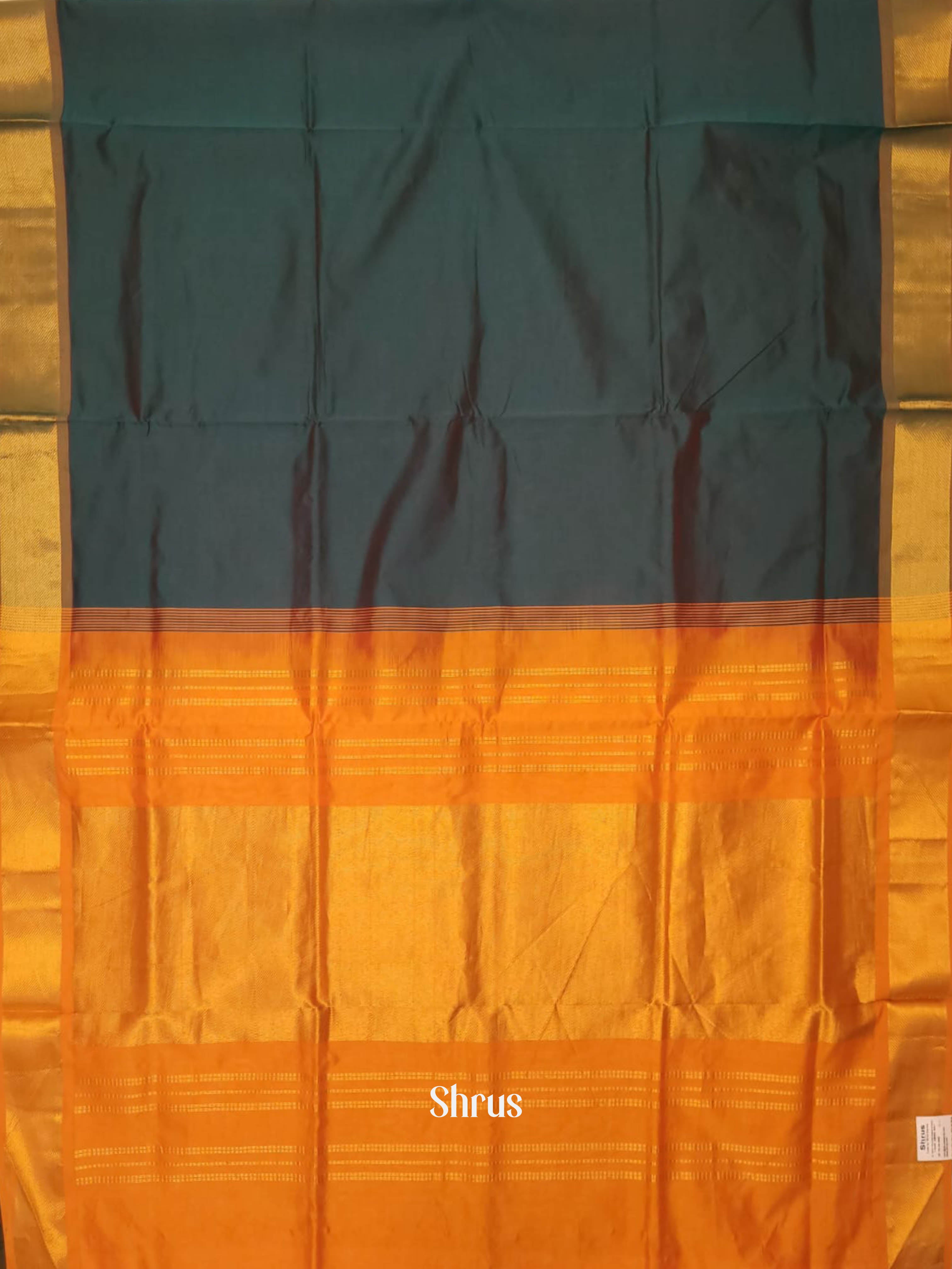 Blue & Mustard- Silk cotton-halfpure Saree - Shop on ShrusEternity.com