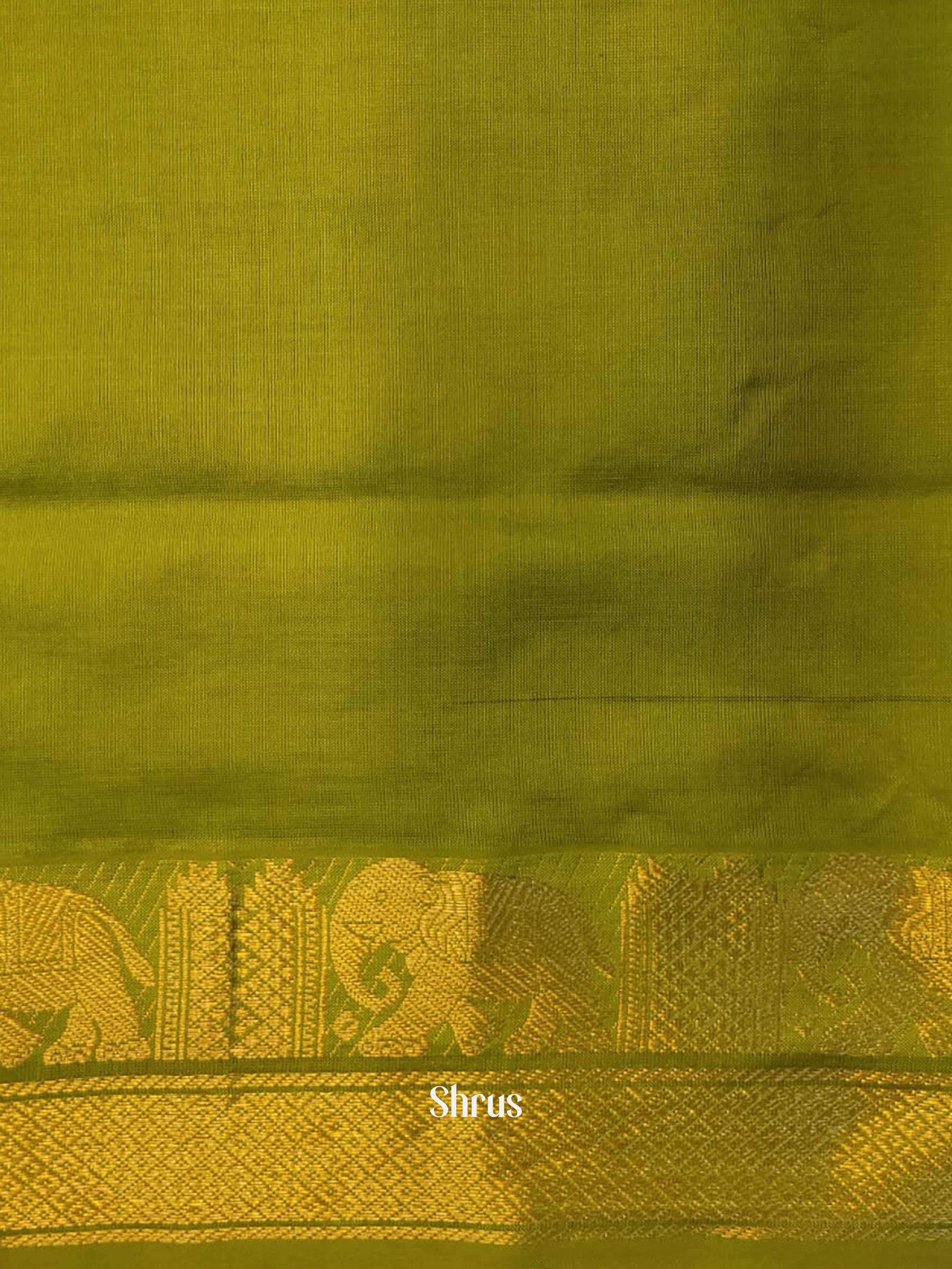Brick & Green- Silk cotton-halfpure Saree - Shop on ShrusEternity.com