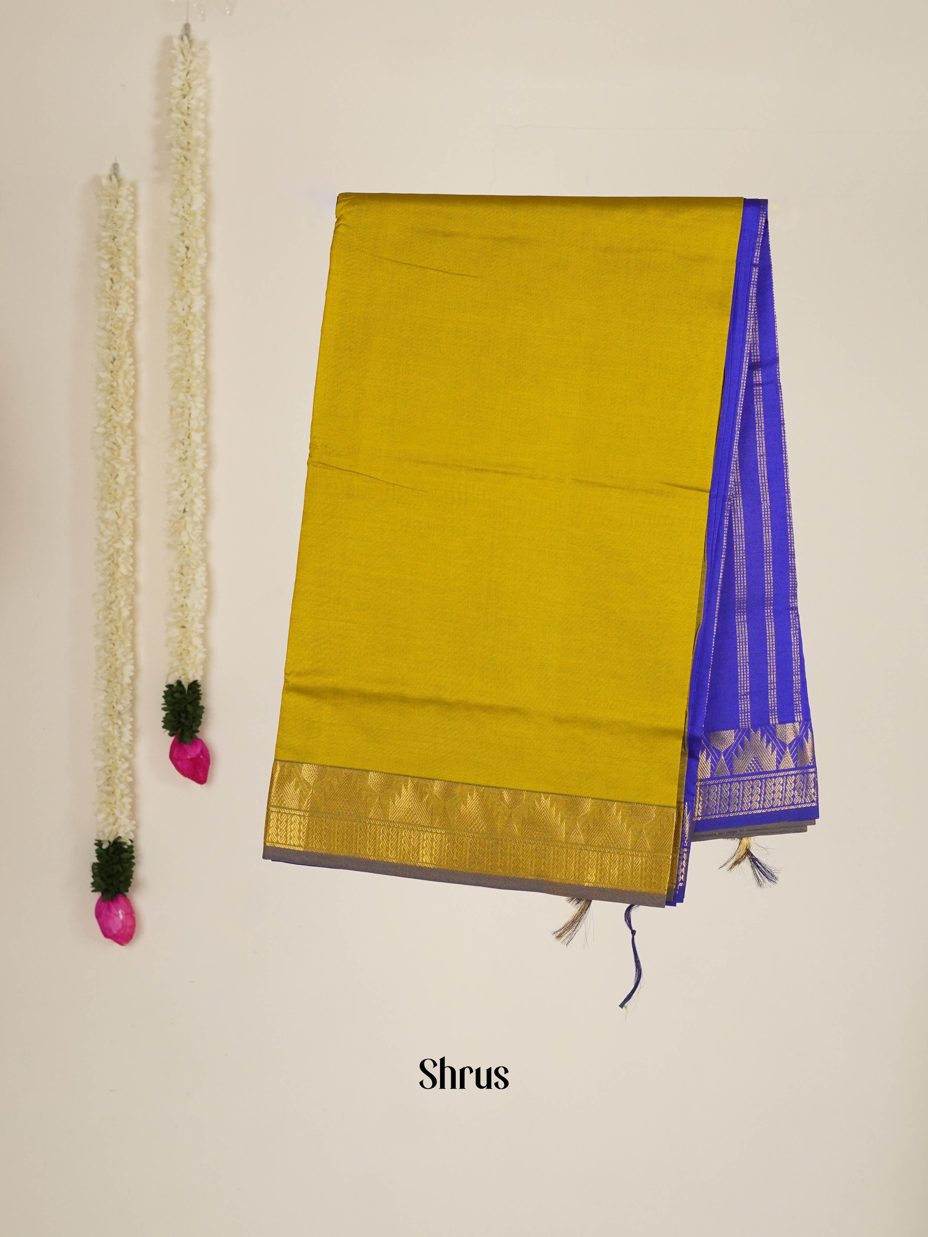 Green & Blue - Silk cotton-halfpure Saree - Shop on ShrusEternity.com