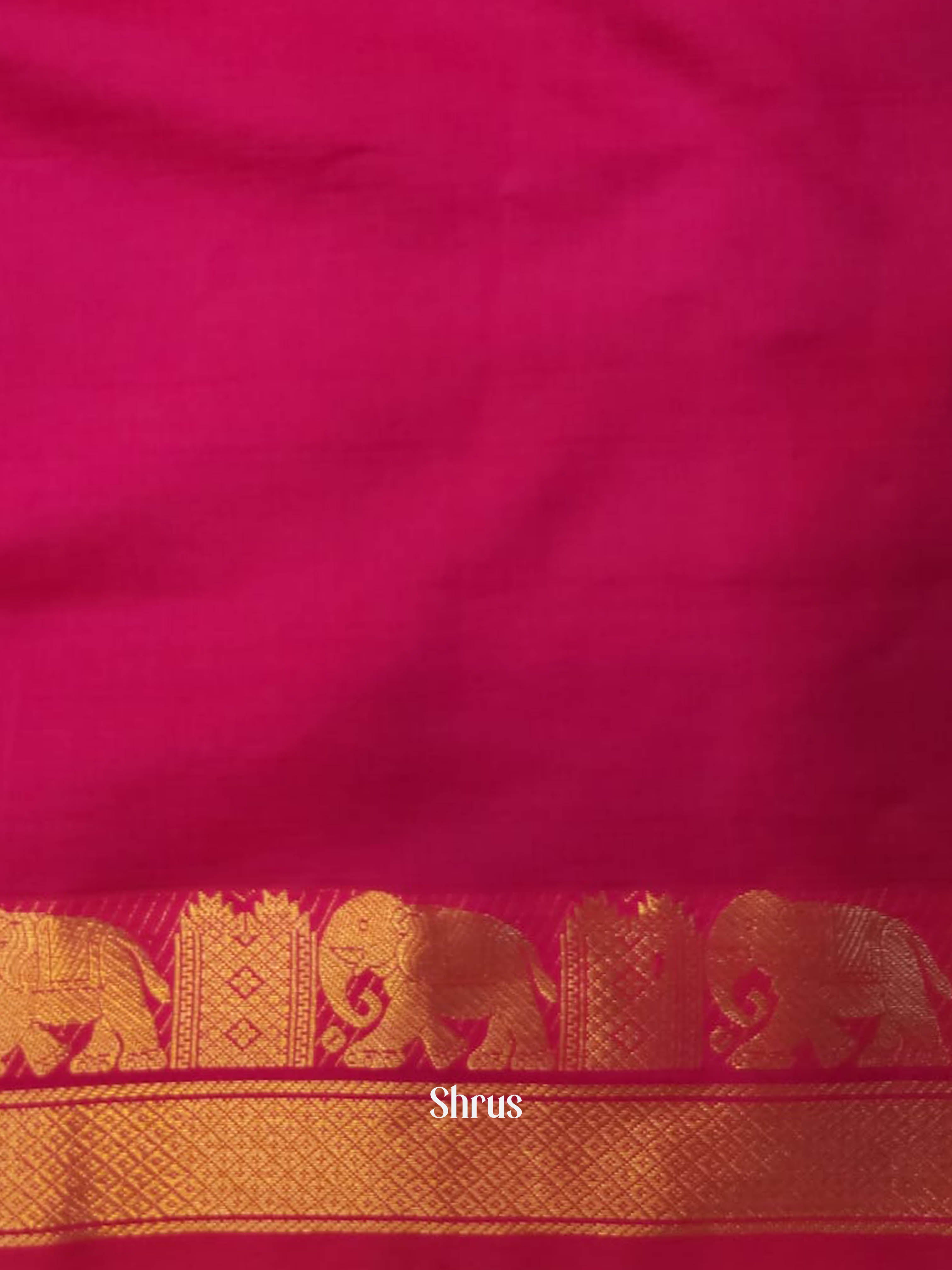 Blue & PInk - Silk cotton-halfpure Saree - Shop on ShrusEternity.com
