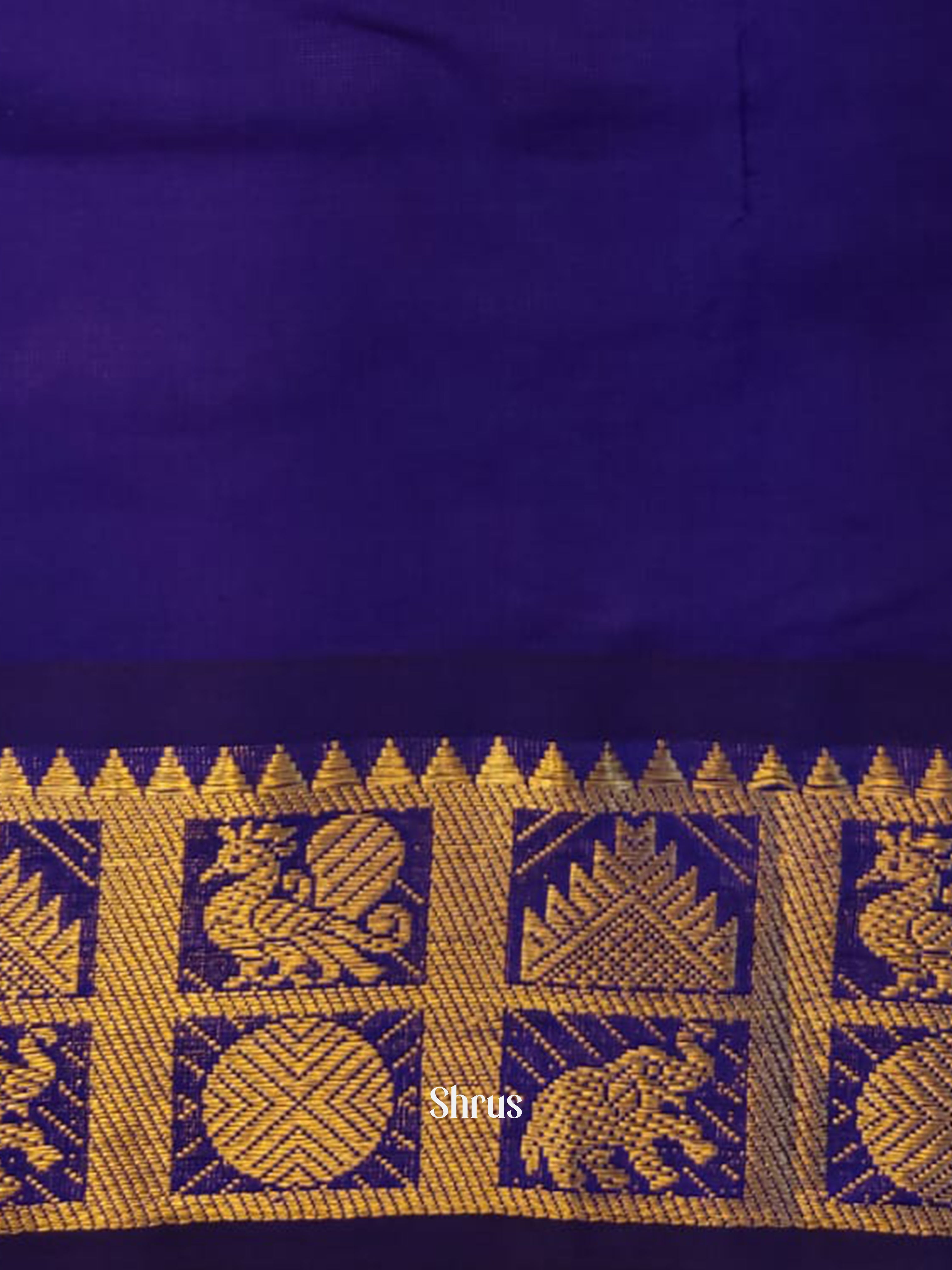 Brown & Blue - Silk cotton-halfpure Saree - Shop on ShrusEternity.com