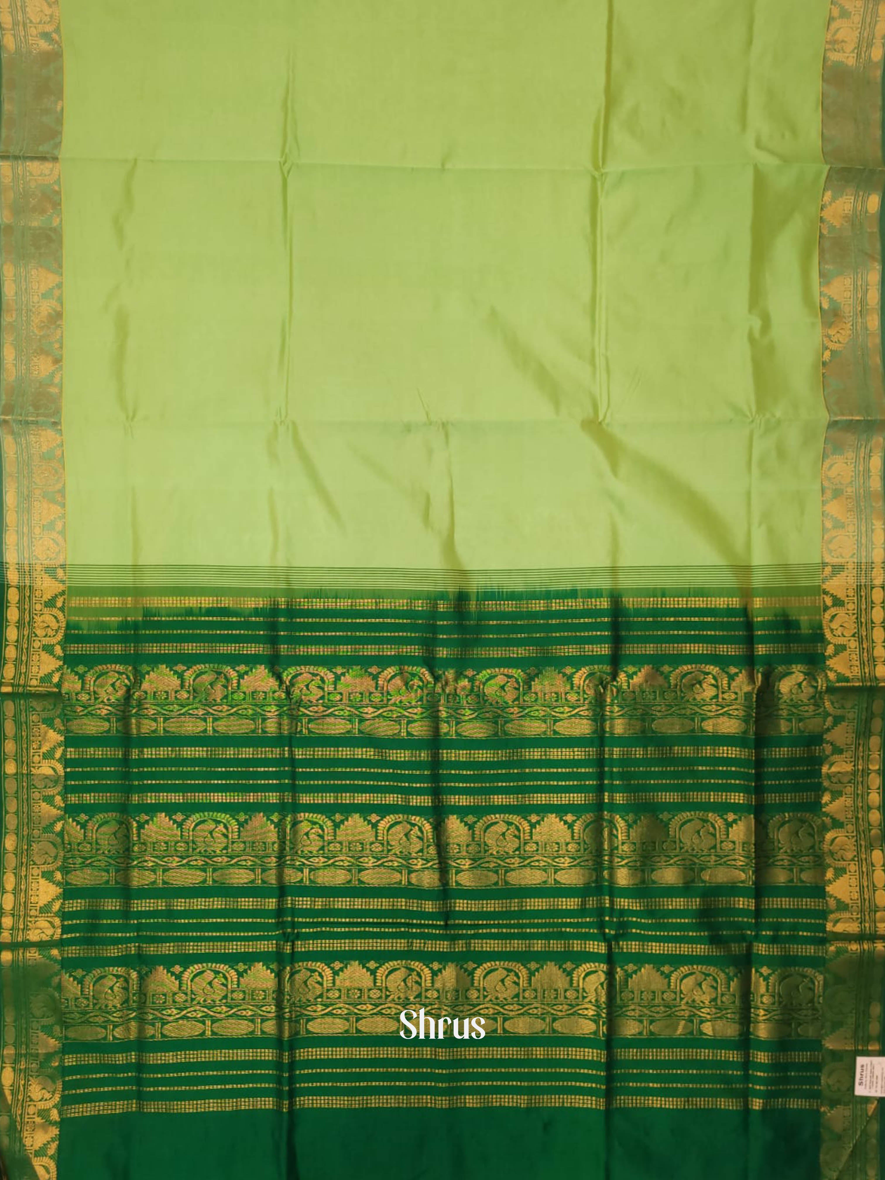 Green- Silk cotton-halfpure Saree - Shop on ShrusEternity.com