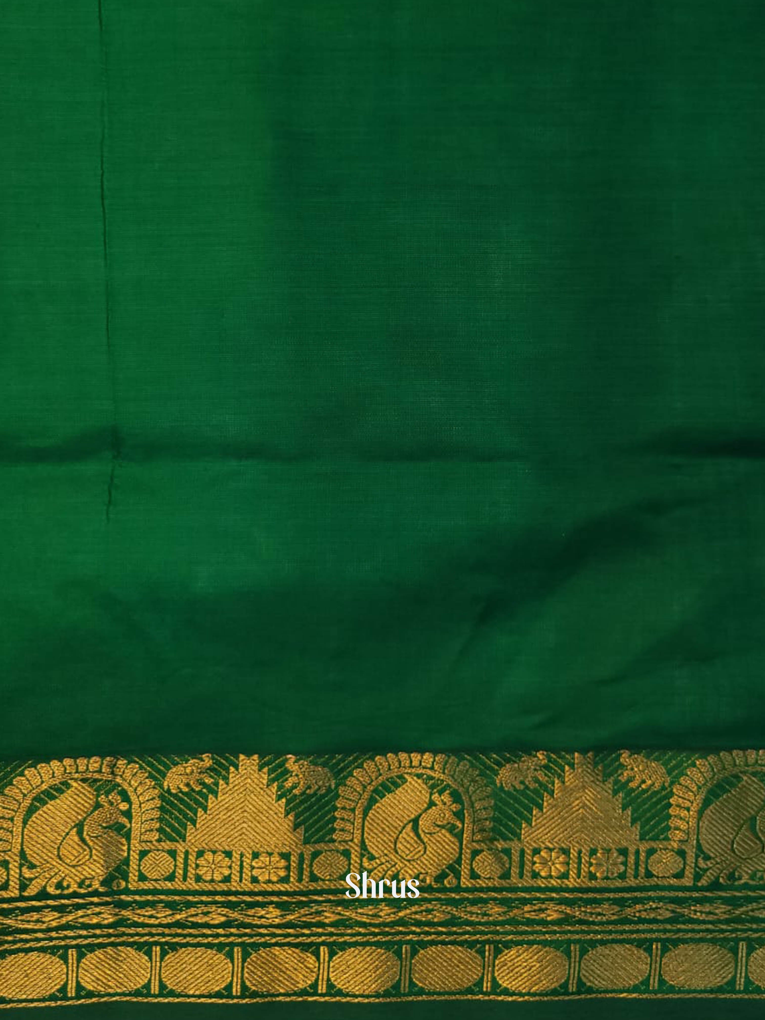 Green- Silk cotton-halfpure Saree - Shop on ShrusEternity.com