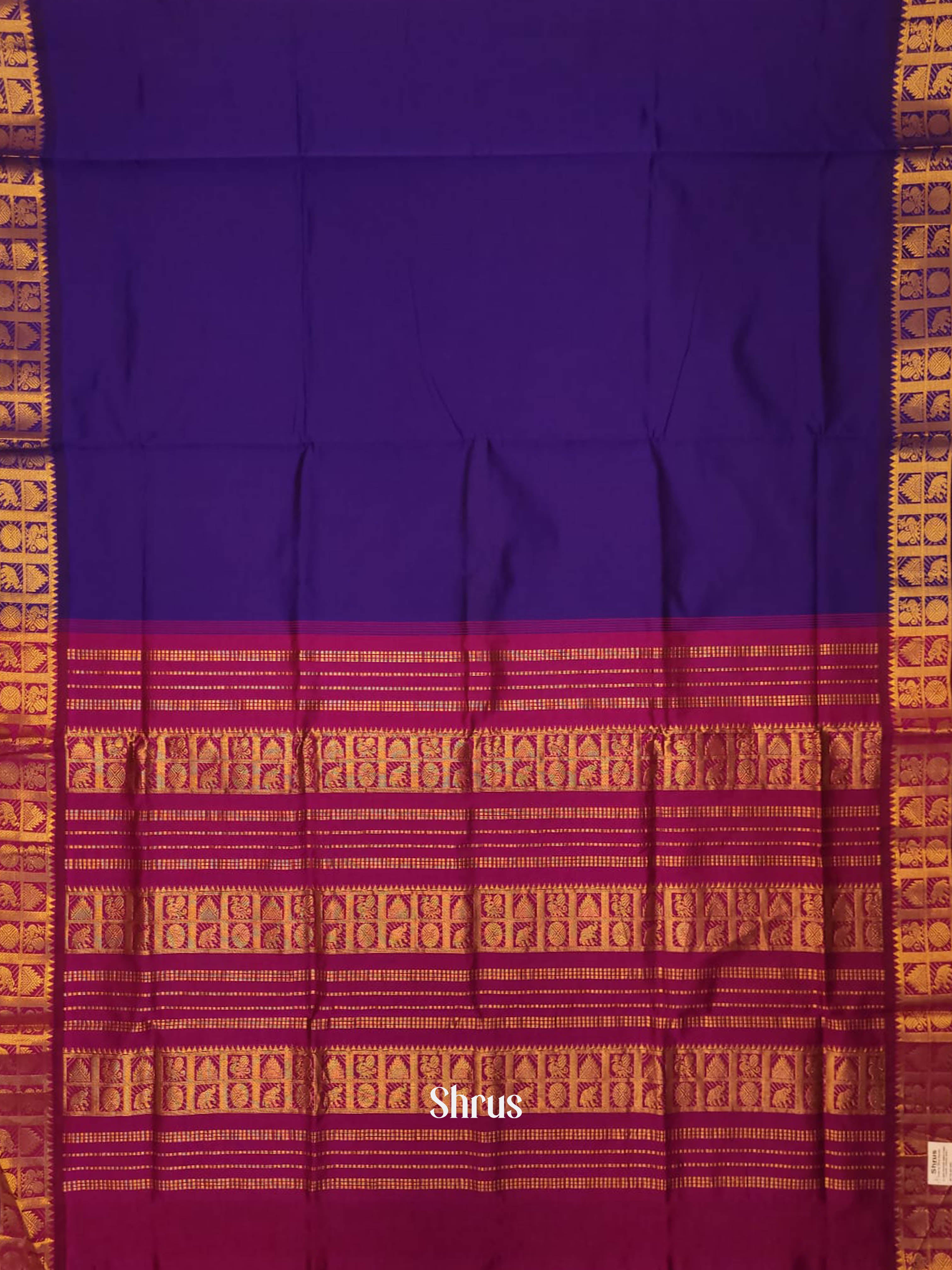 Blue & Purple - Silkcotton-halfpure Saree - Shop on ShrusEternity.com