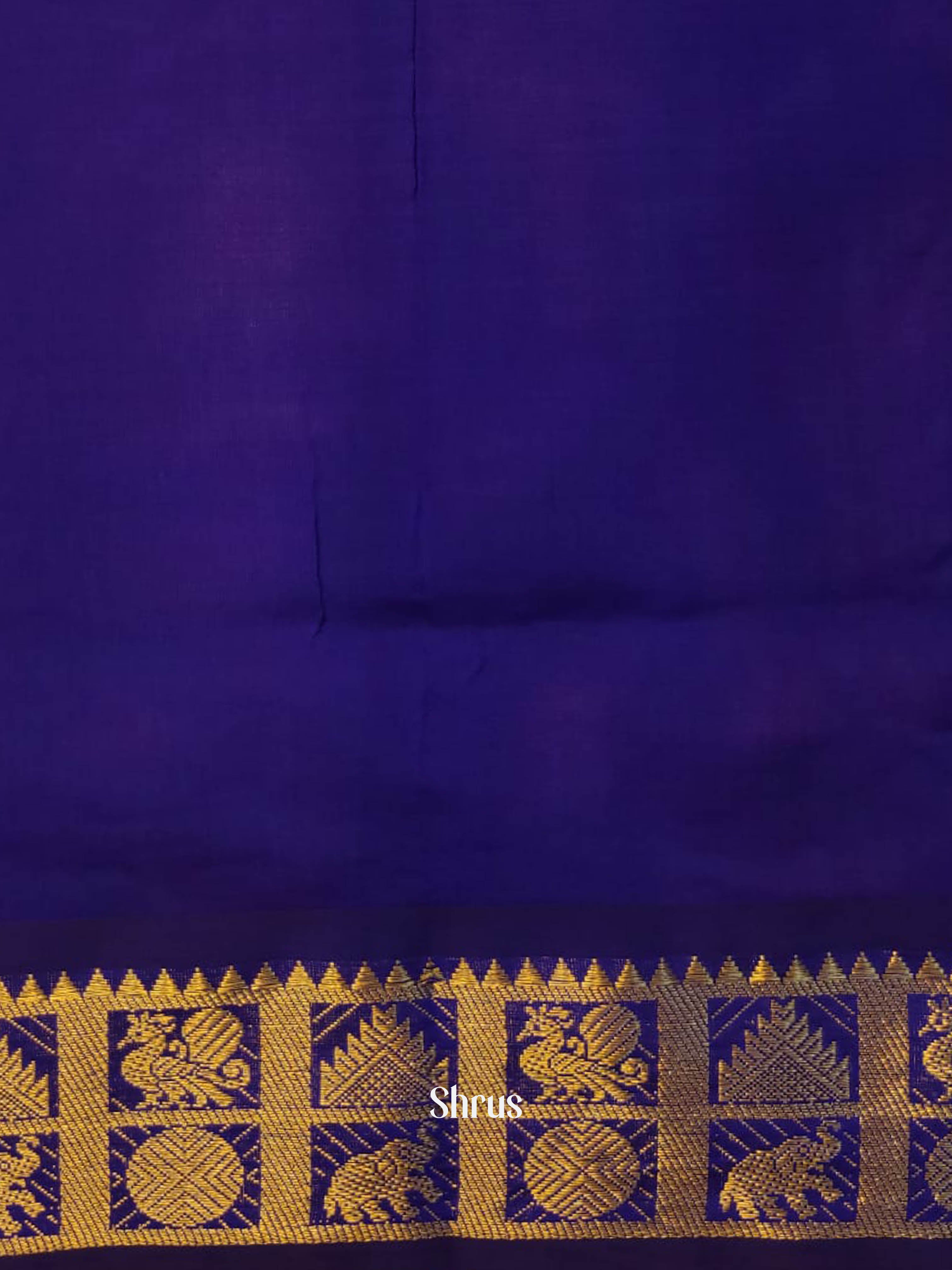 Orange & Blue - Silkcotton-halfpure Saree - Shop on ShrusEternity.com