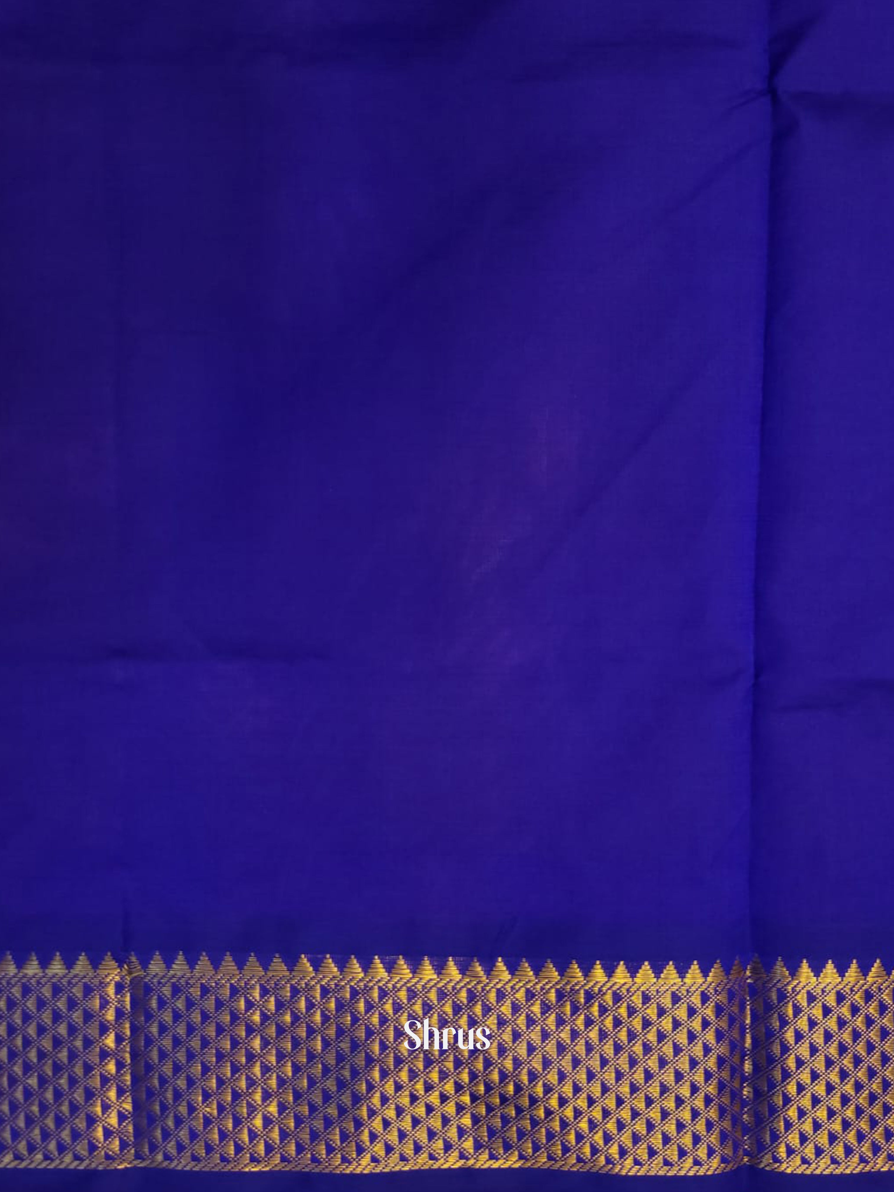 Pink & Blue - Silk cotton-halfpure Saree - Shop on ShrusEternity.com