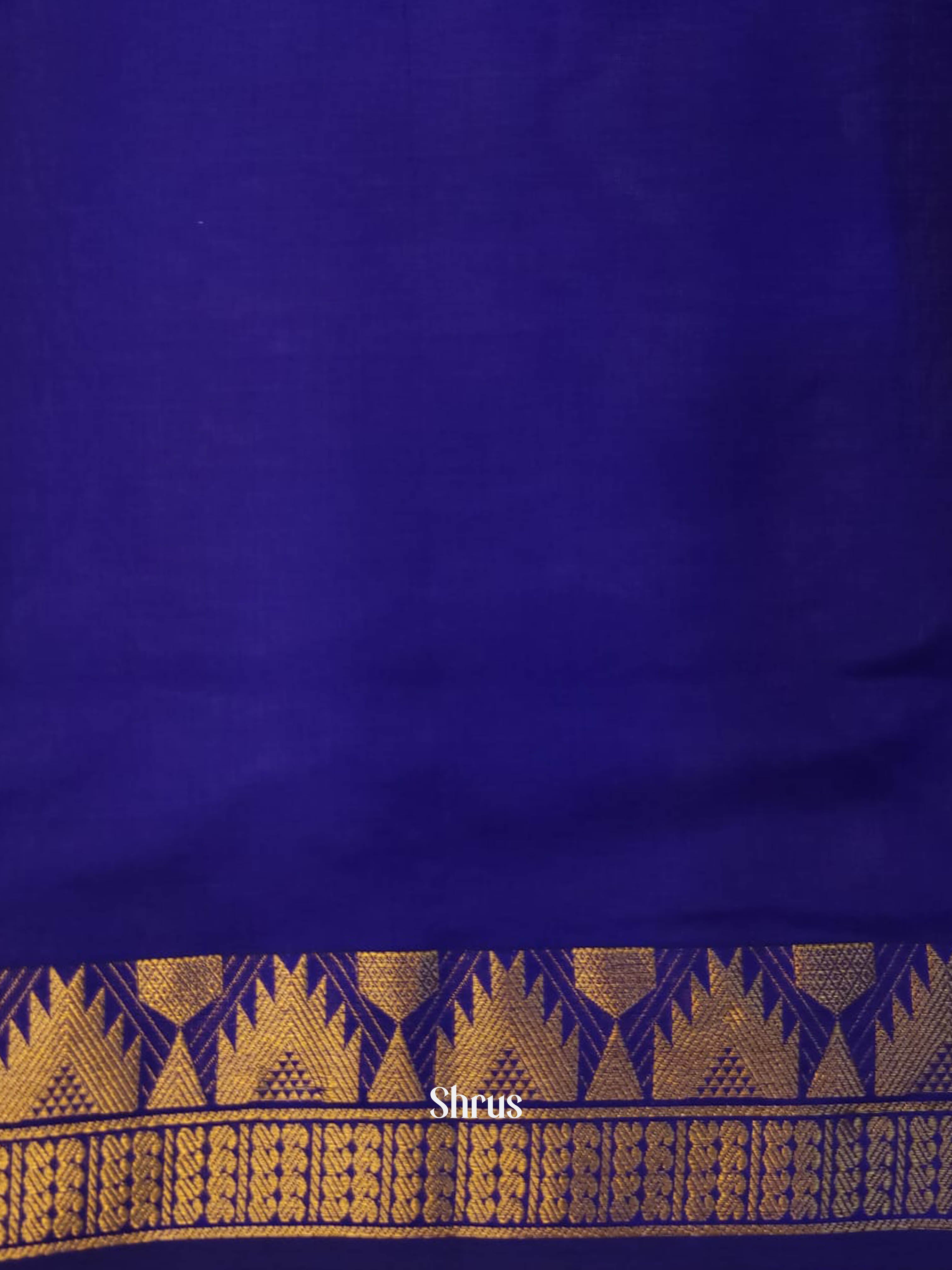 Beige & Blue - Silkcotton-halfpure Saree - Shop on ShrusEternity.com