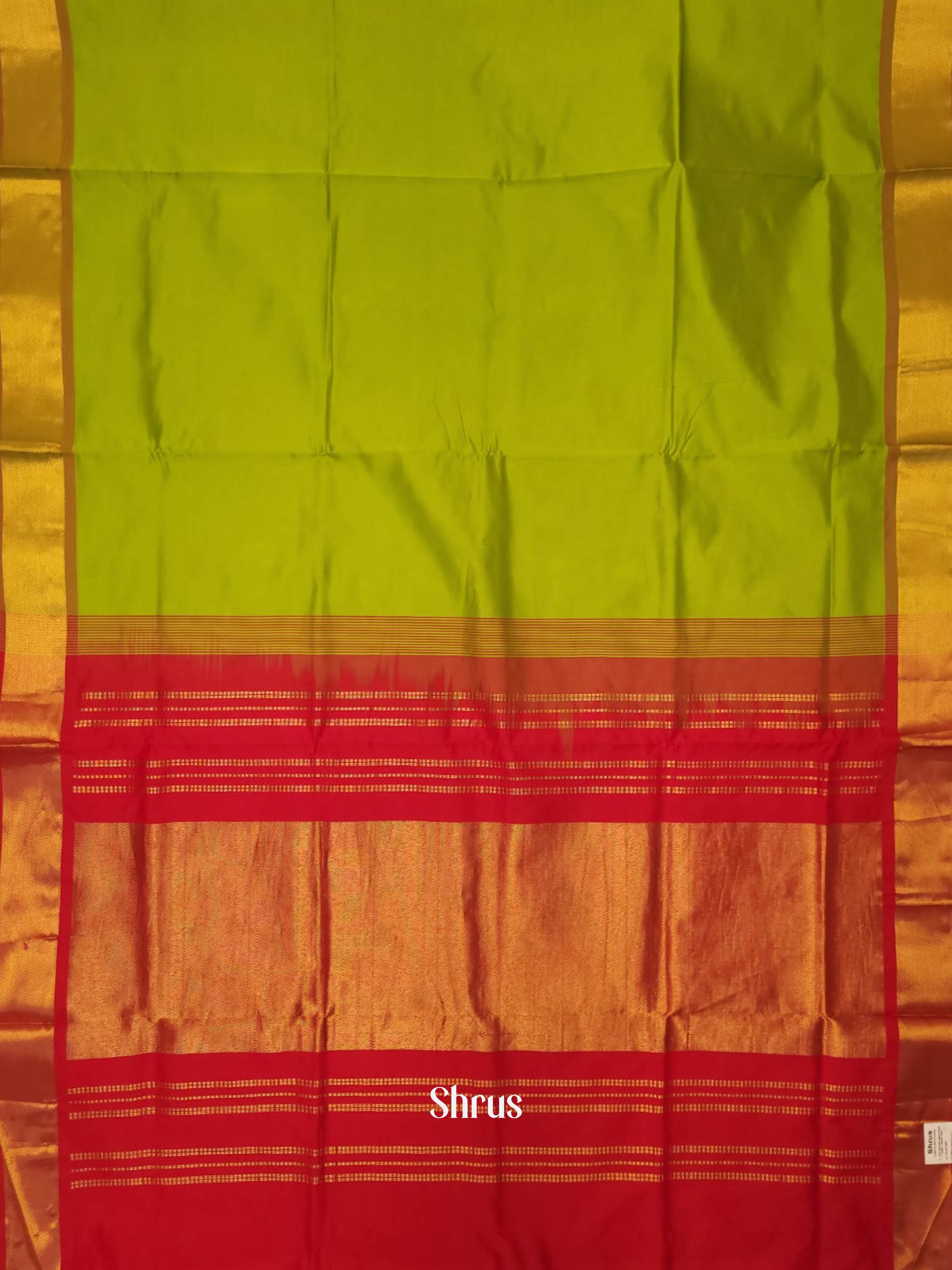 Green & Red - Silk cotton-halfpure Saree - Shop on ShrusEternity.com