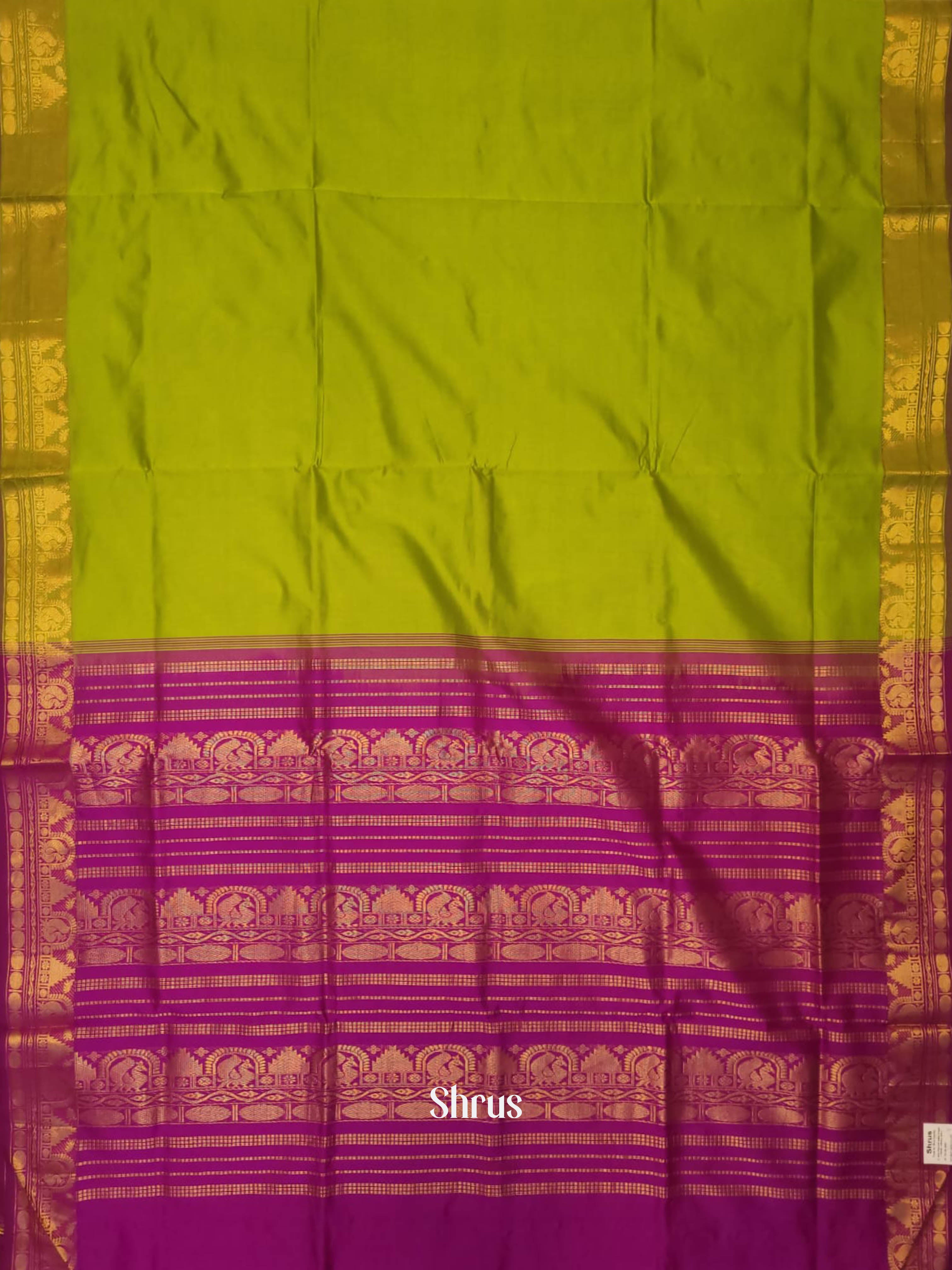 Green & Pink - Silk cotton-halfpure Saree - Shop on ShrusEternity.com