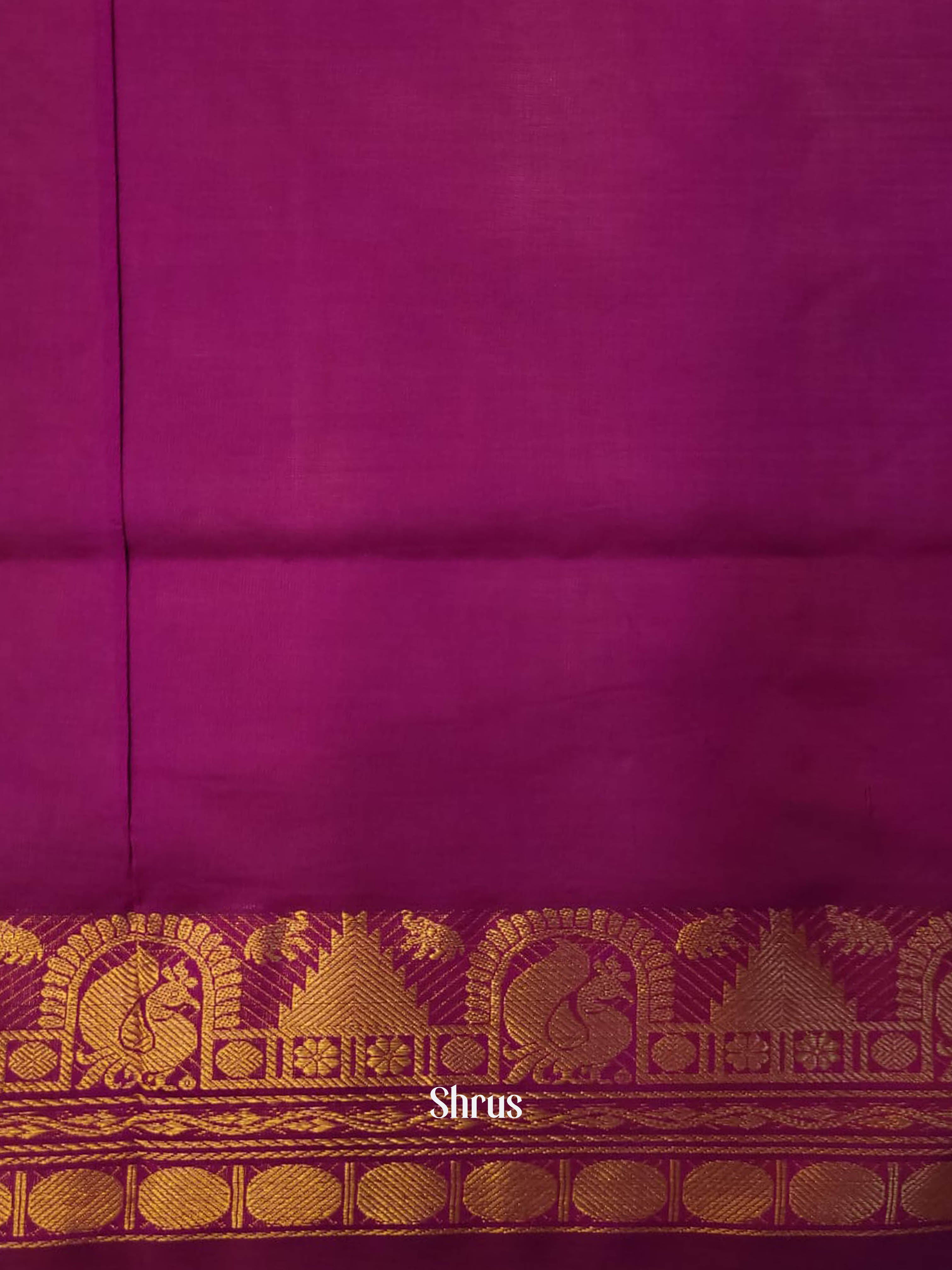 Green & Pink - Silk cotton-halfpure Saree - Shop on ShrusEternity.com