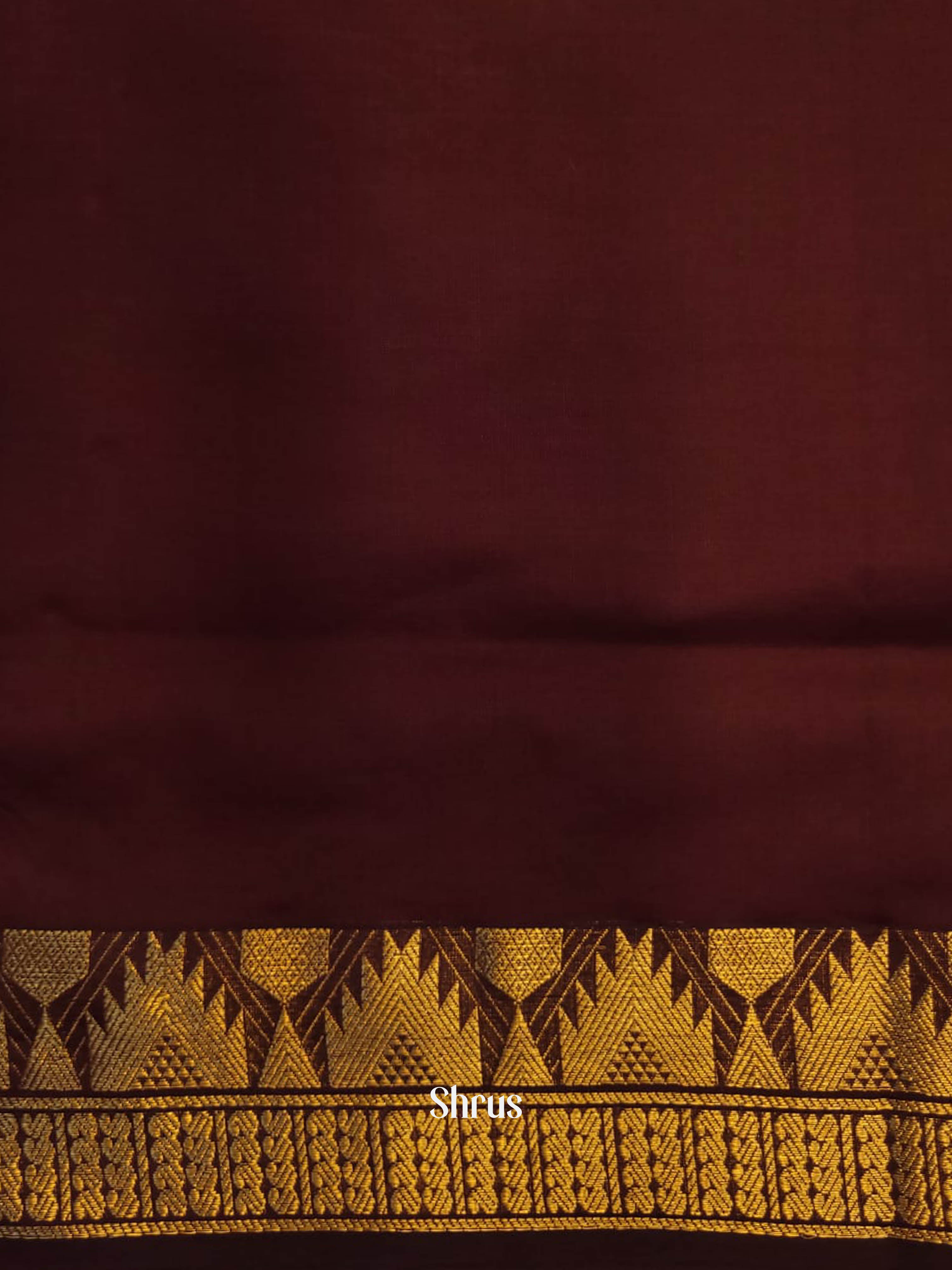 Pink & Brown - Silkcotton-halfpure Saree - Shop on ShrusEternity.com