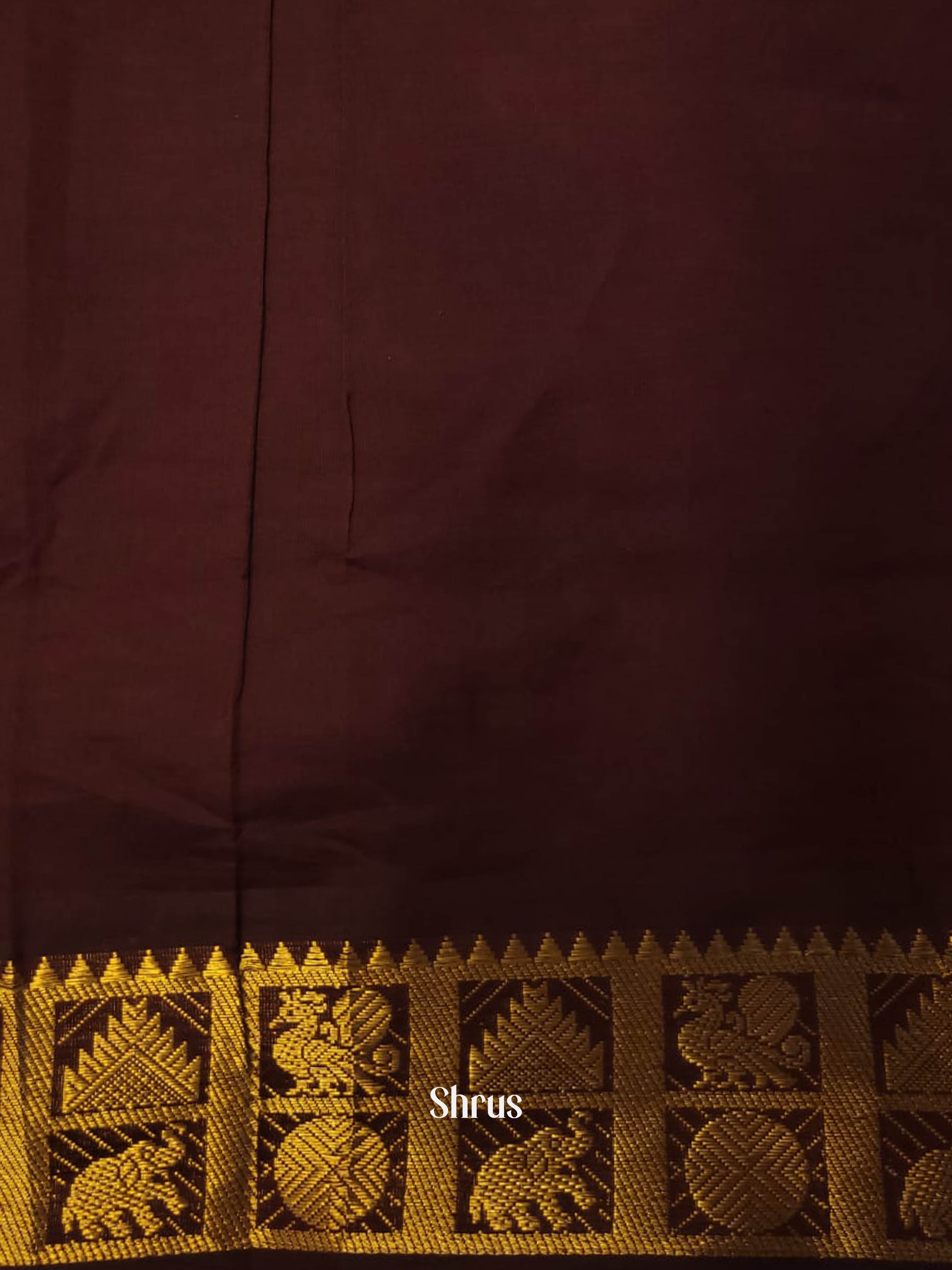 Pink & Brown - Silkcotton-halfpure Saree - Shop on ShrusEternity.com