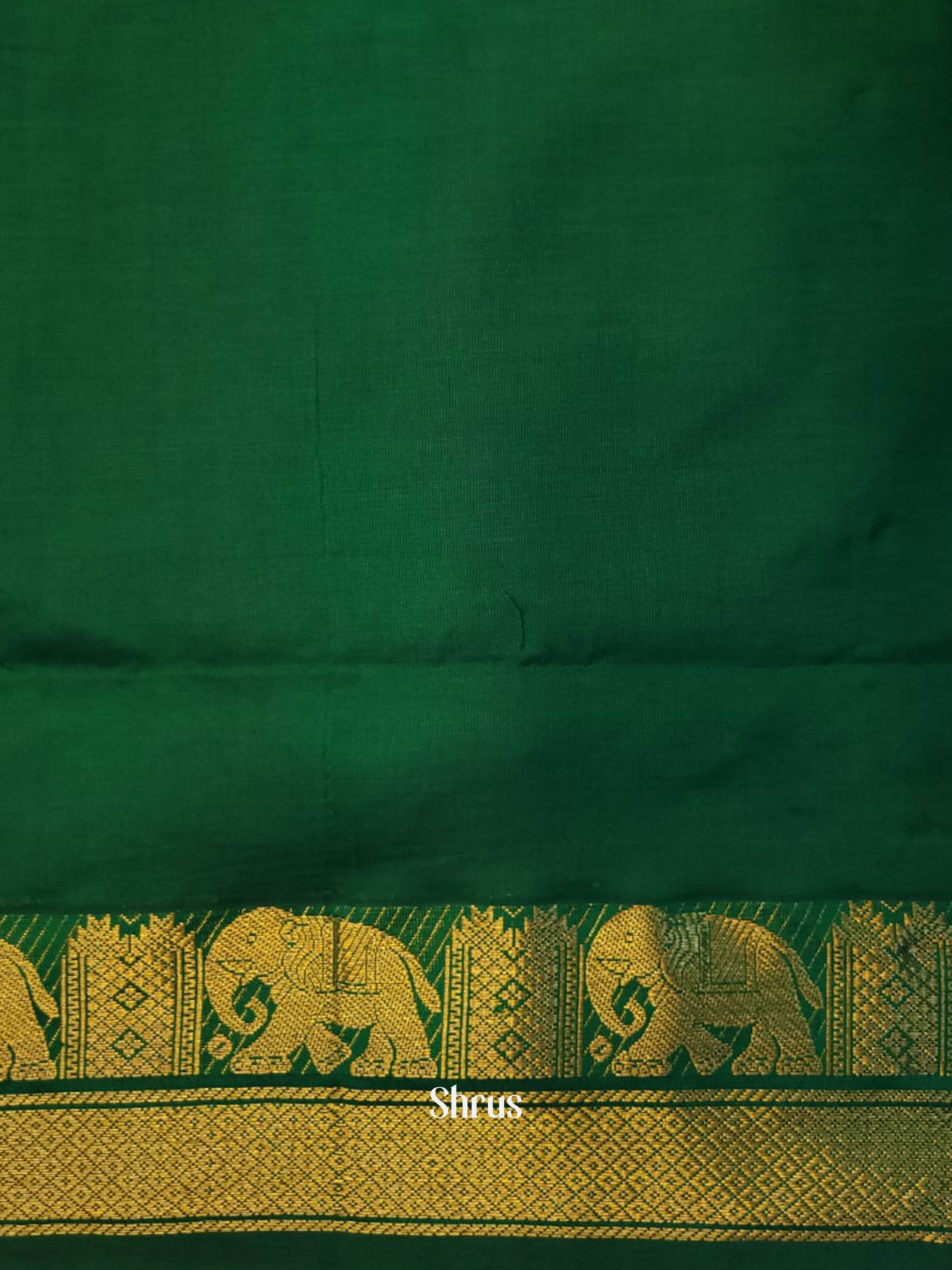 Pink & Green - Silkcotton-halfpure Saree - Shop on ShrusEternity.com