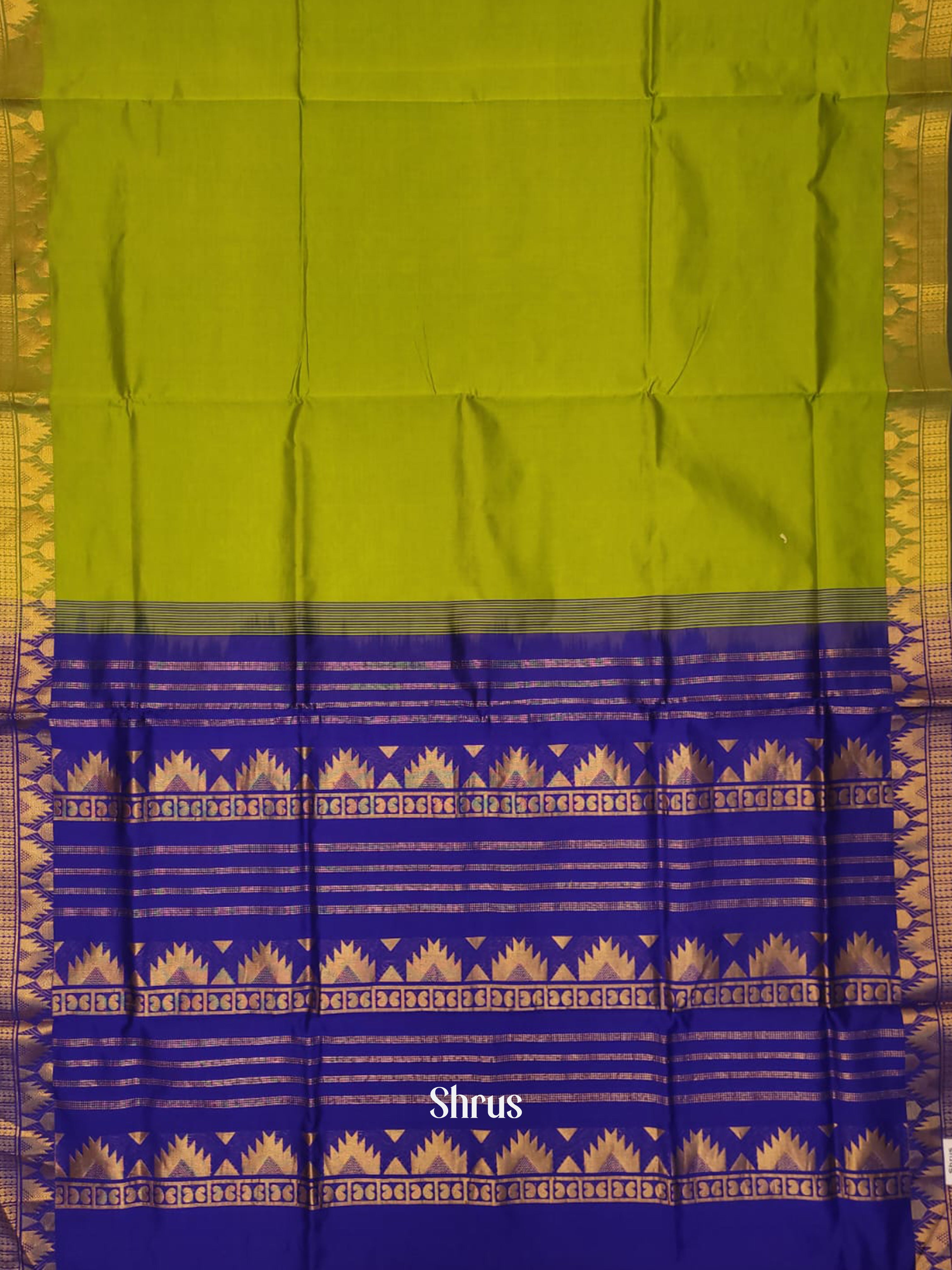 Green & Blue - Silk cotton-halfpure Saree - Shop on ShrusEternity.com