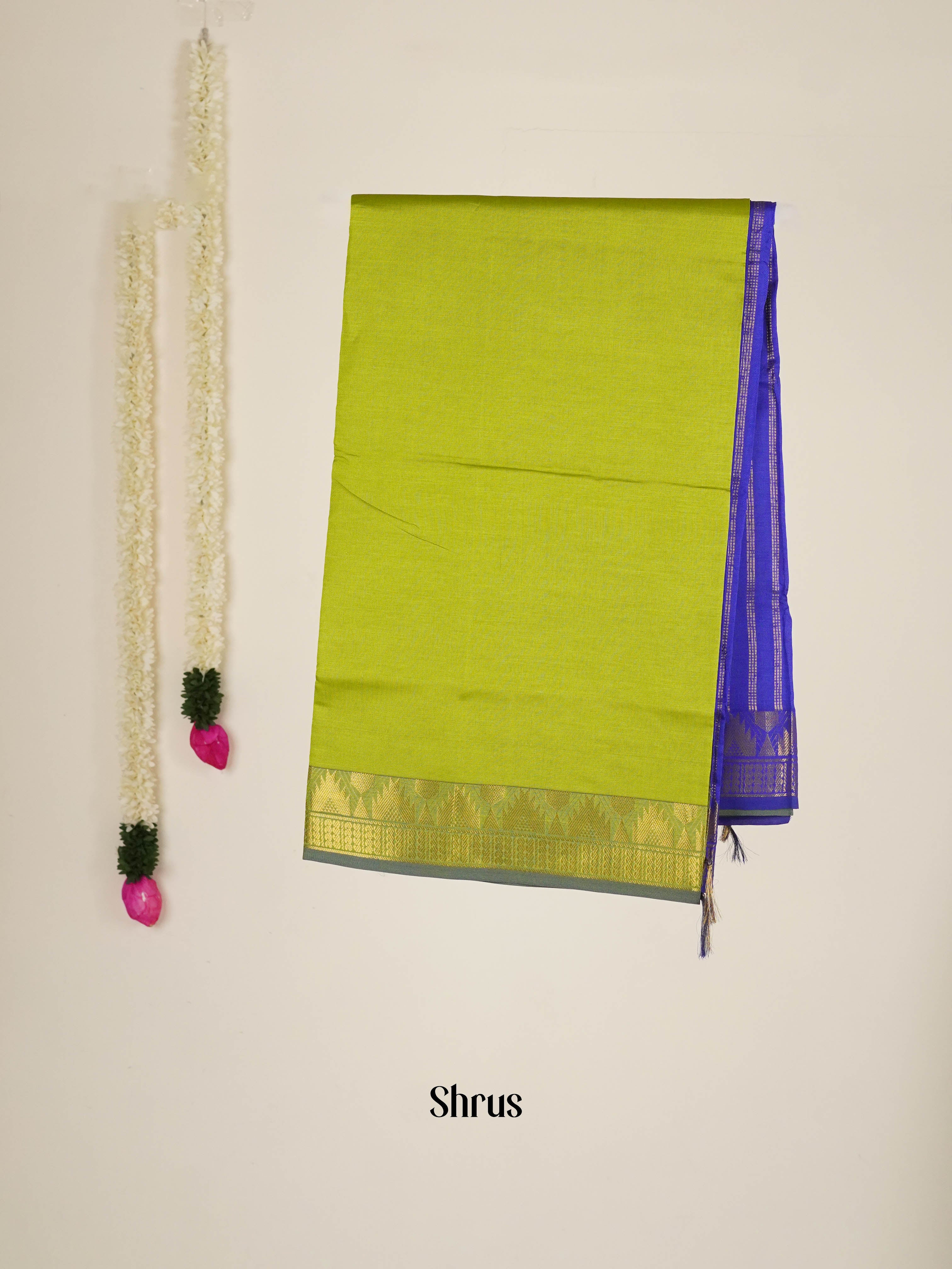 Green & Blue - Silk cotton-halfpure Saree - Shop on ShrusEternity.com