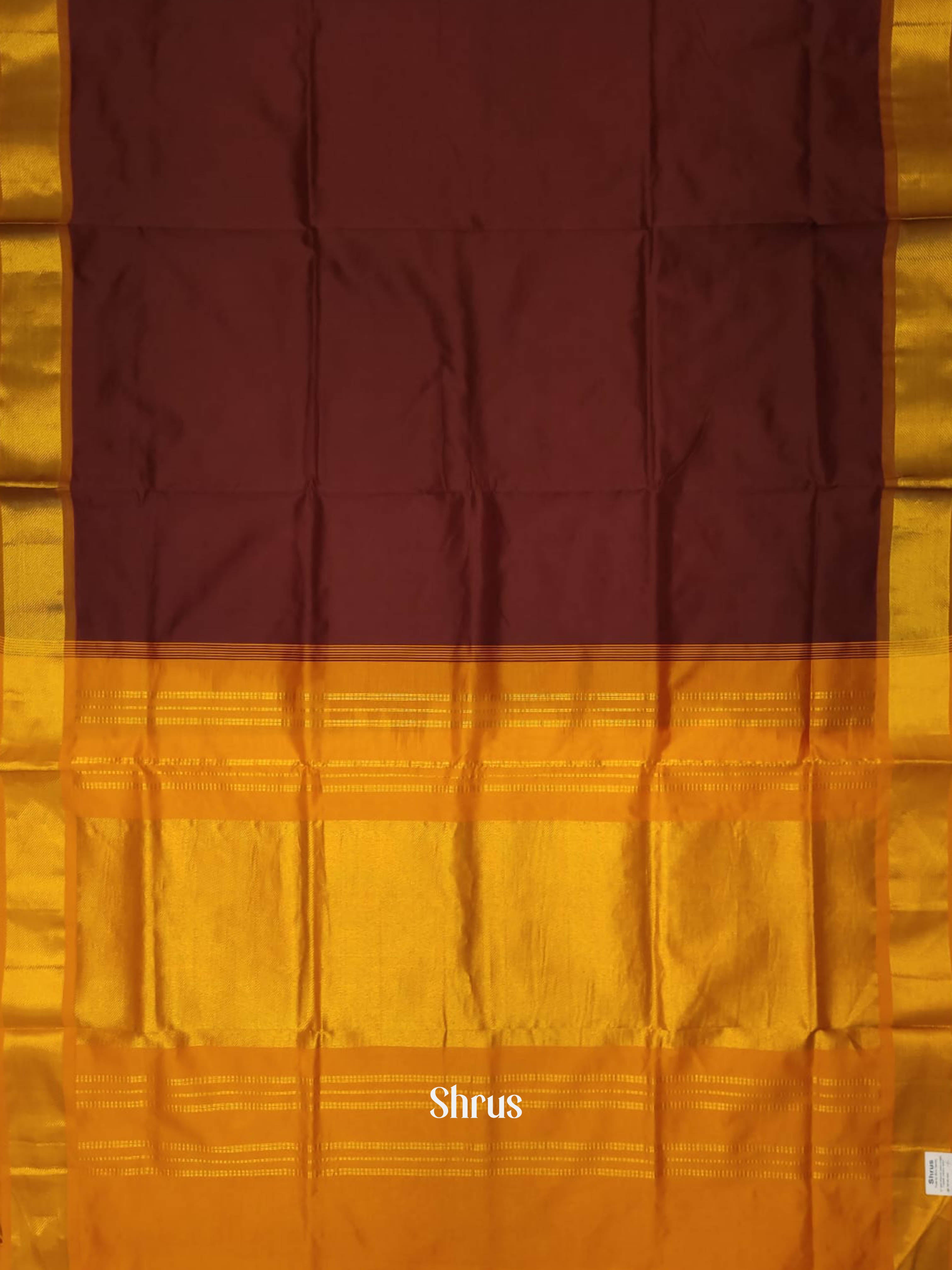 Maroon & Mustard - Silk cotton-halfpure Saree - Shop on ShrusEternity.com