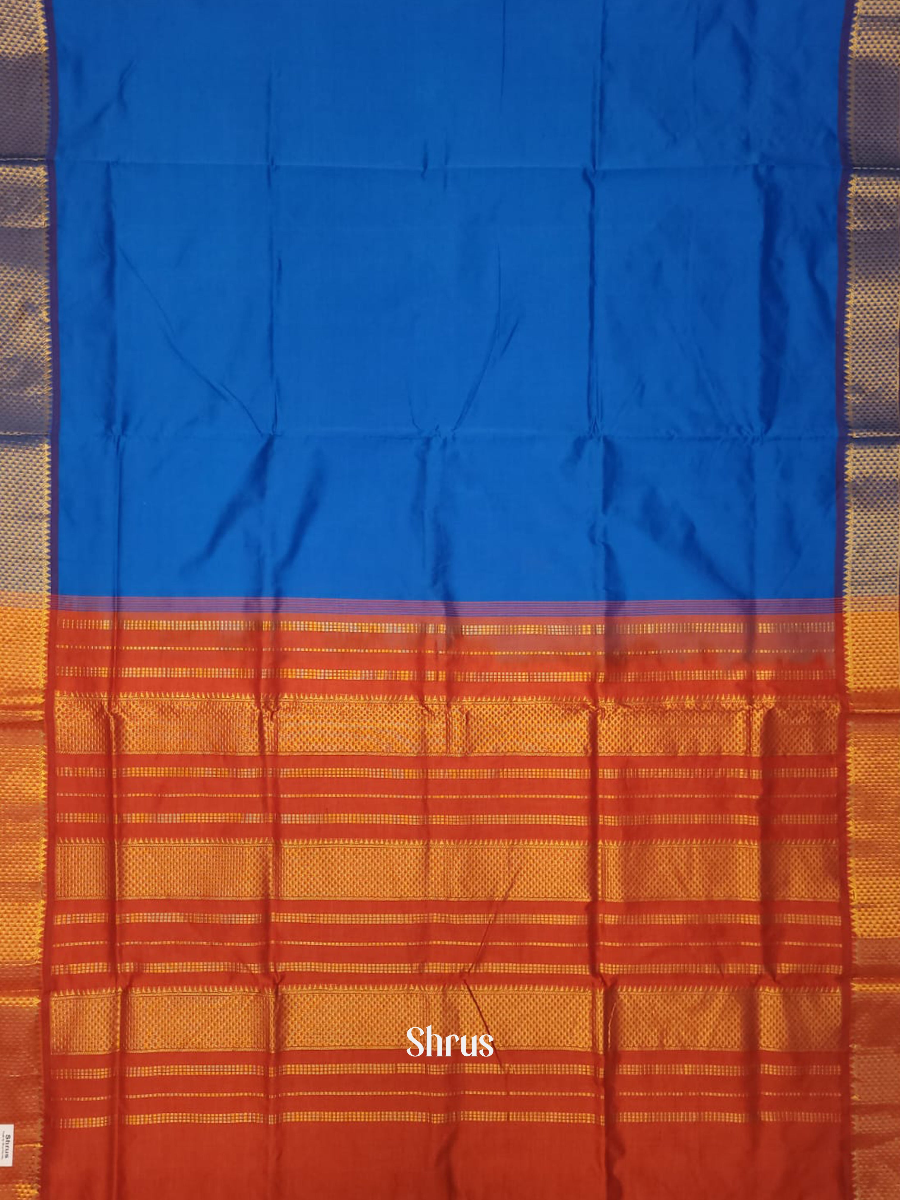 Blue & Brick - Silk cotton-halfpure Saree - Shop on ShrusEternity.com