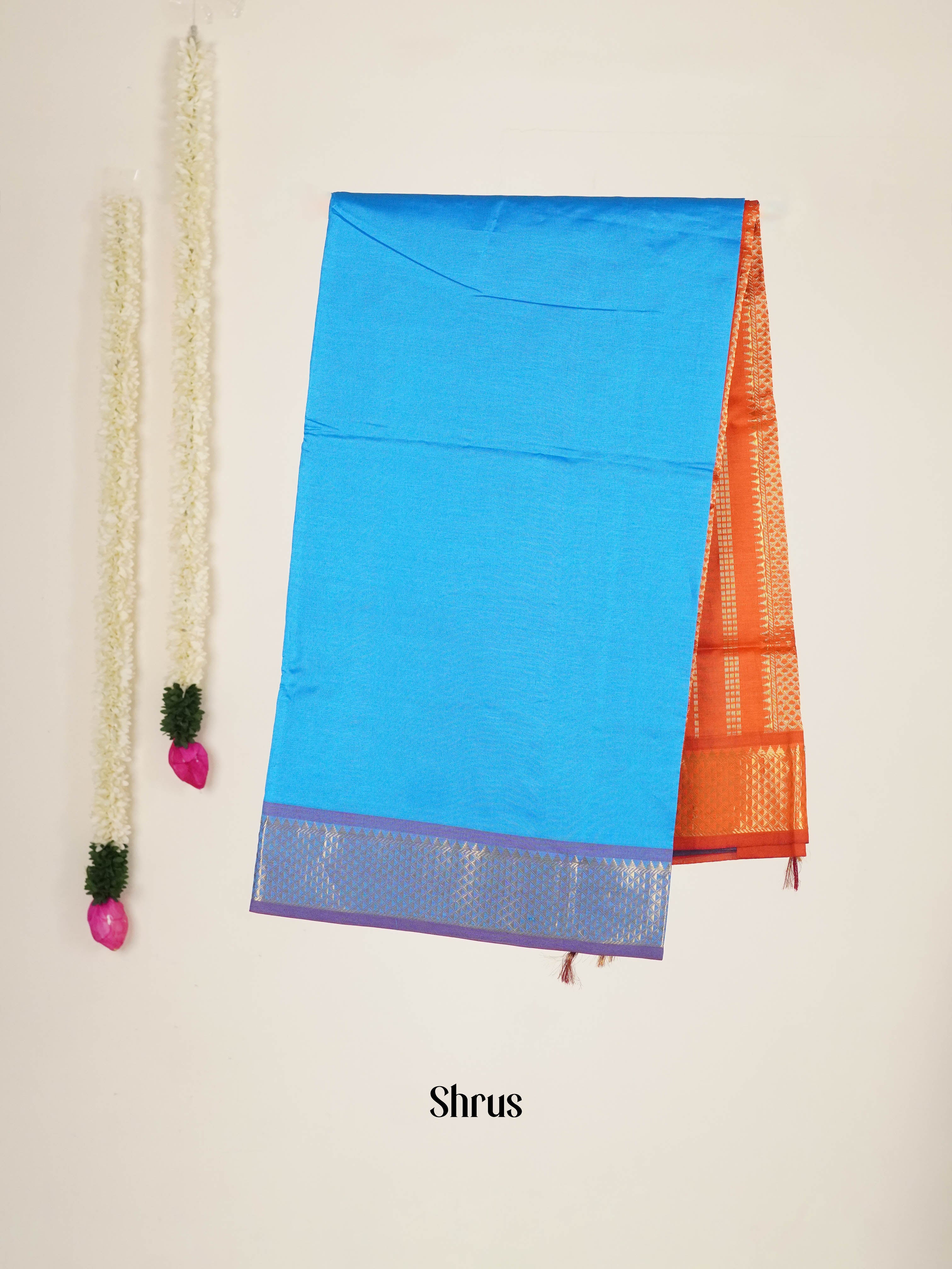 Blue & Brick - Silk cotton-halfpure Saree - Shop on ShrusEternity.com