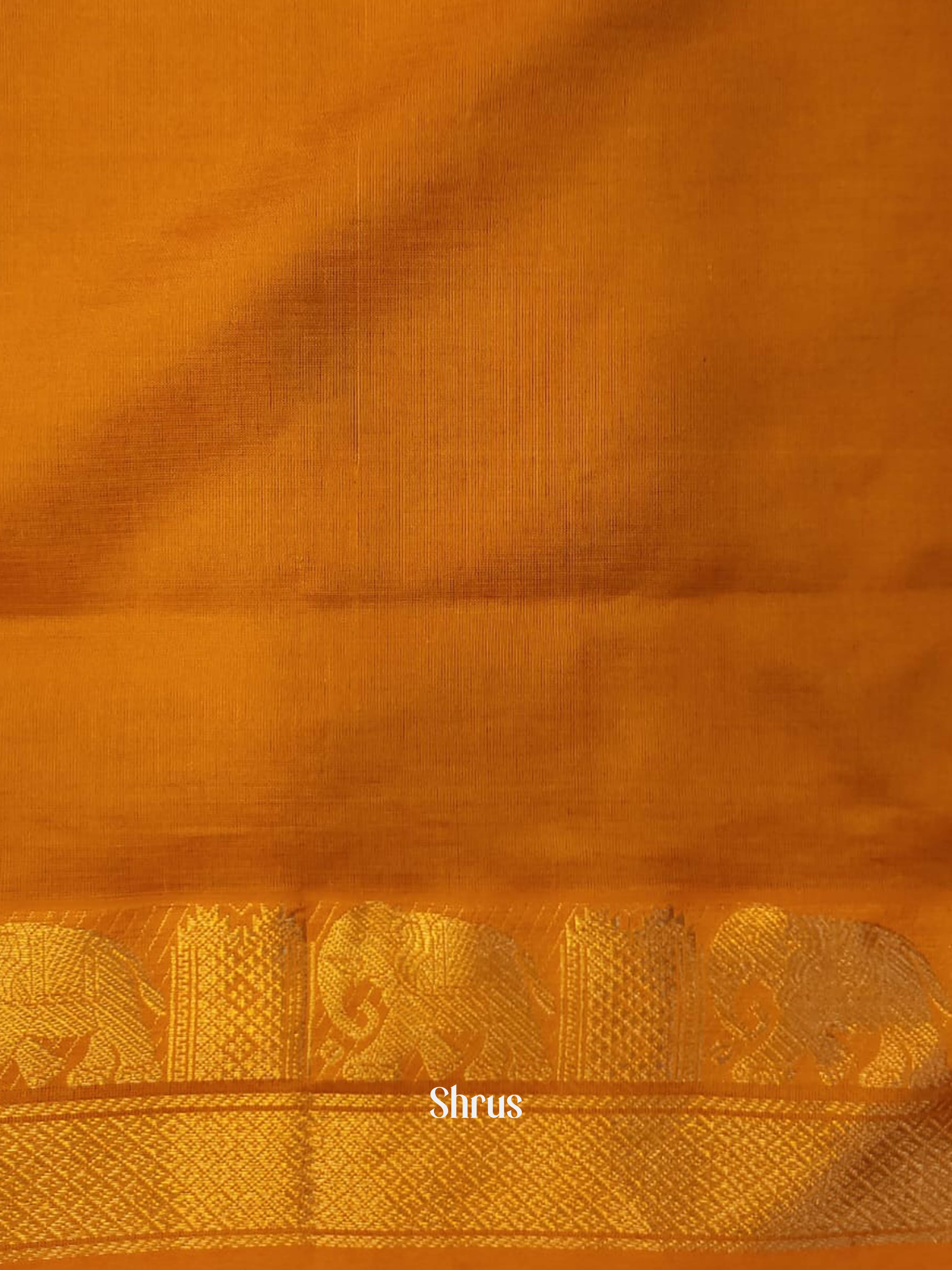 Green & Mustard - Silk cotton-halfpure Saree - Shop on ShrusEternity.com