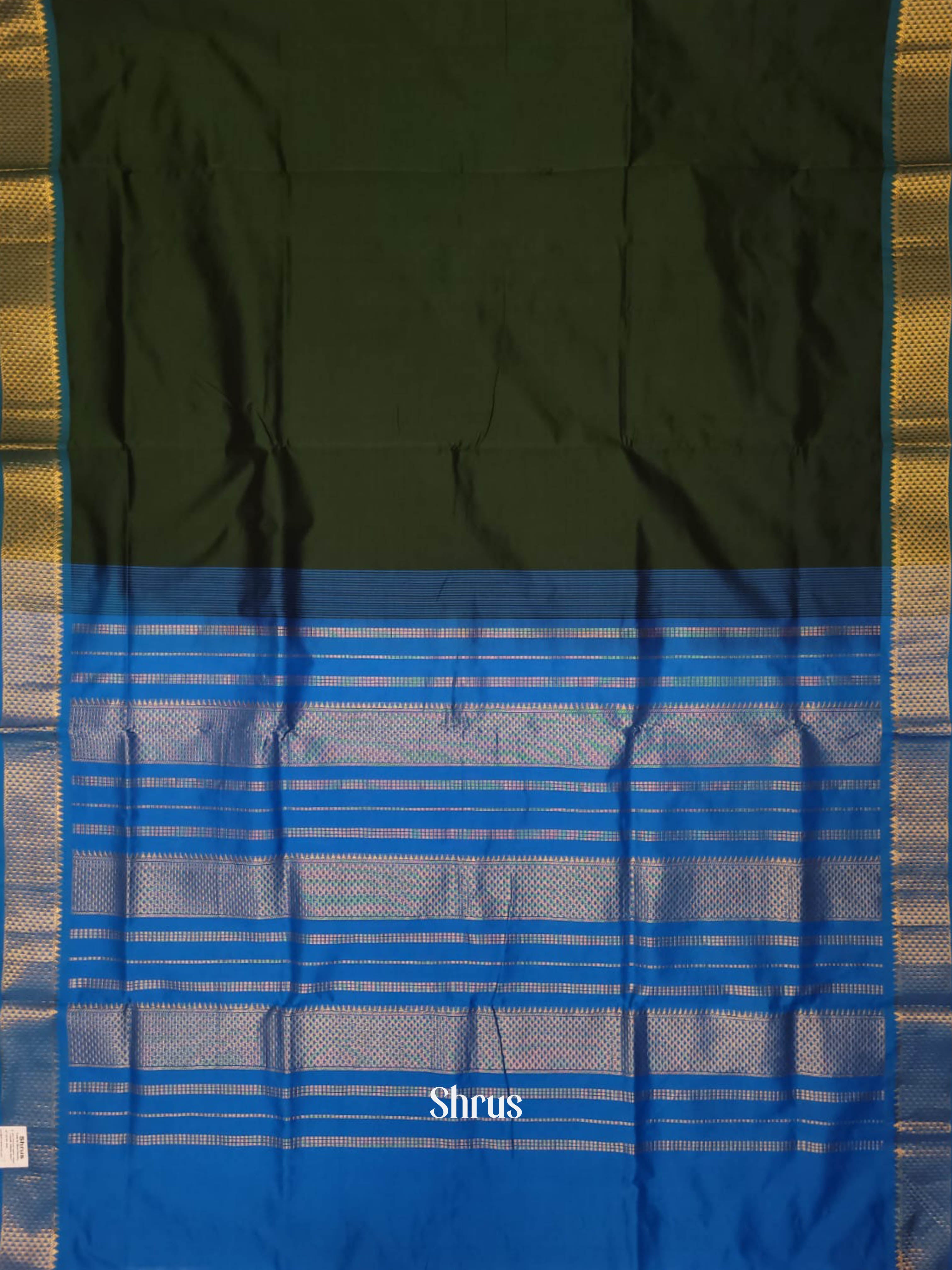 Green & Blue - Silk cotton-halfpure Saree - Shop on ShrusEternity.com