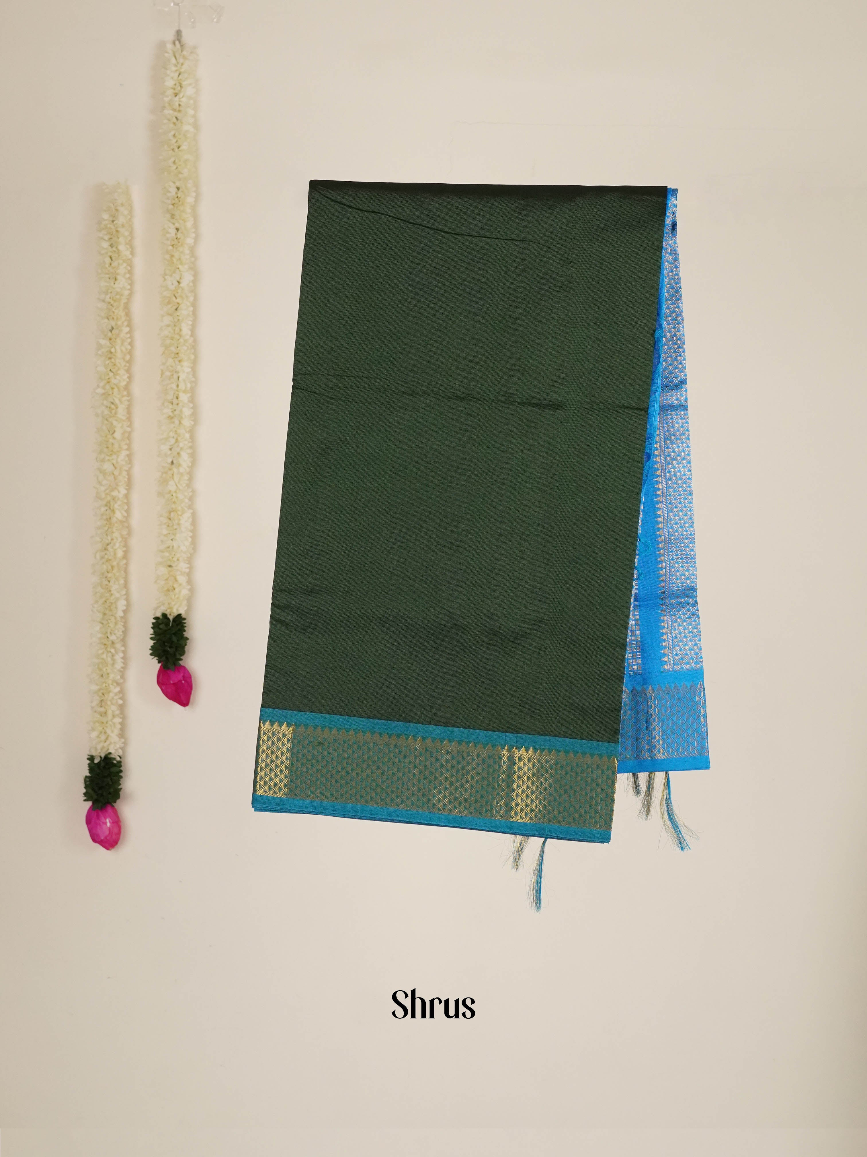 Green & Blue - Silk cotton-halfpure Saree - Shop on ShrusEternity.com