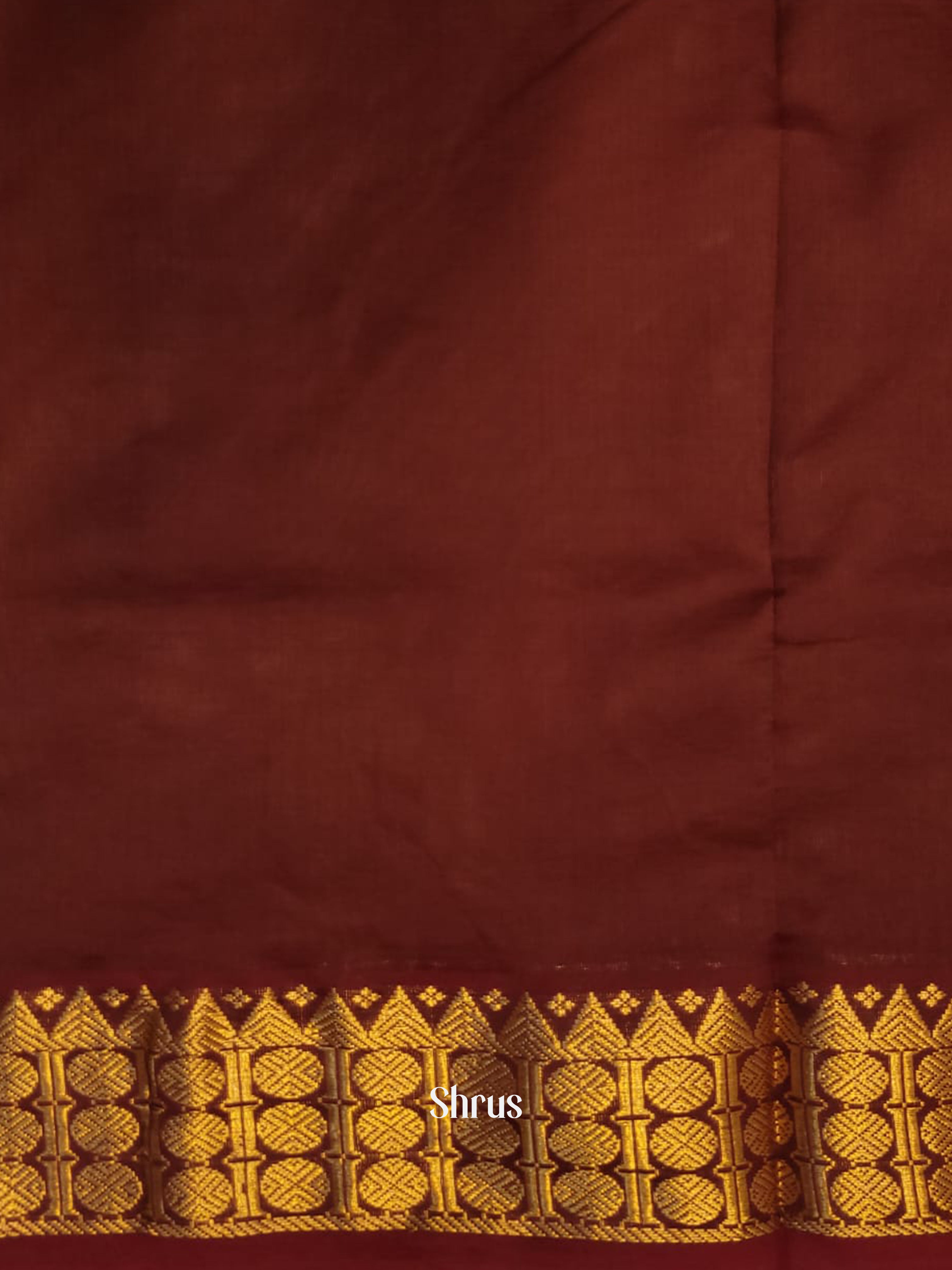Mustardy Green & Brown - Silk cotton-halfpure Saree - Shop on ShrusEternity.com