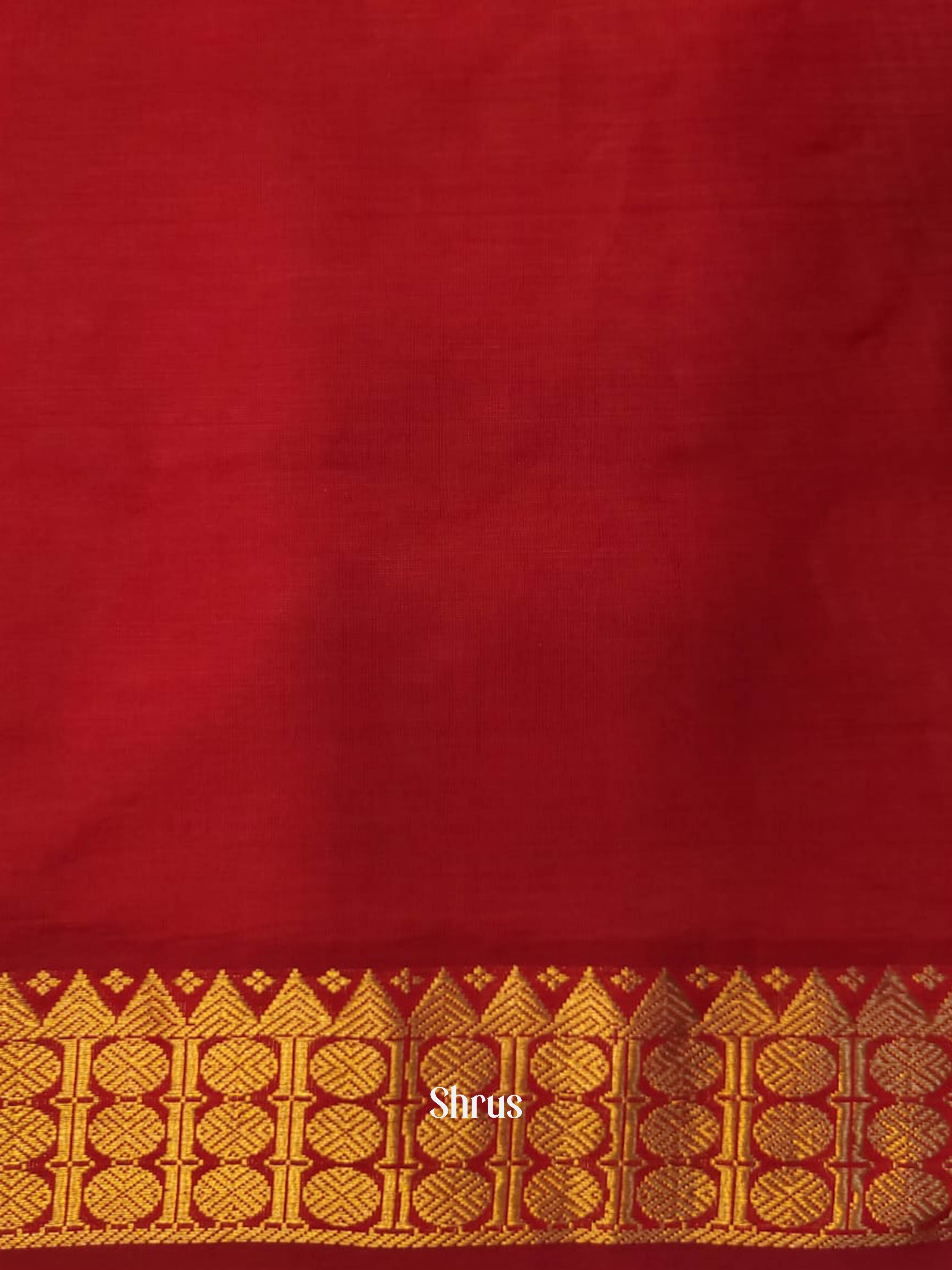 Teal Green& Red - Silk Cotton-halfpure Saree - Shop on ShrusEternity.com