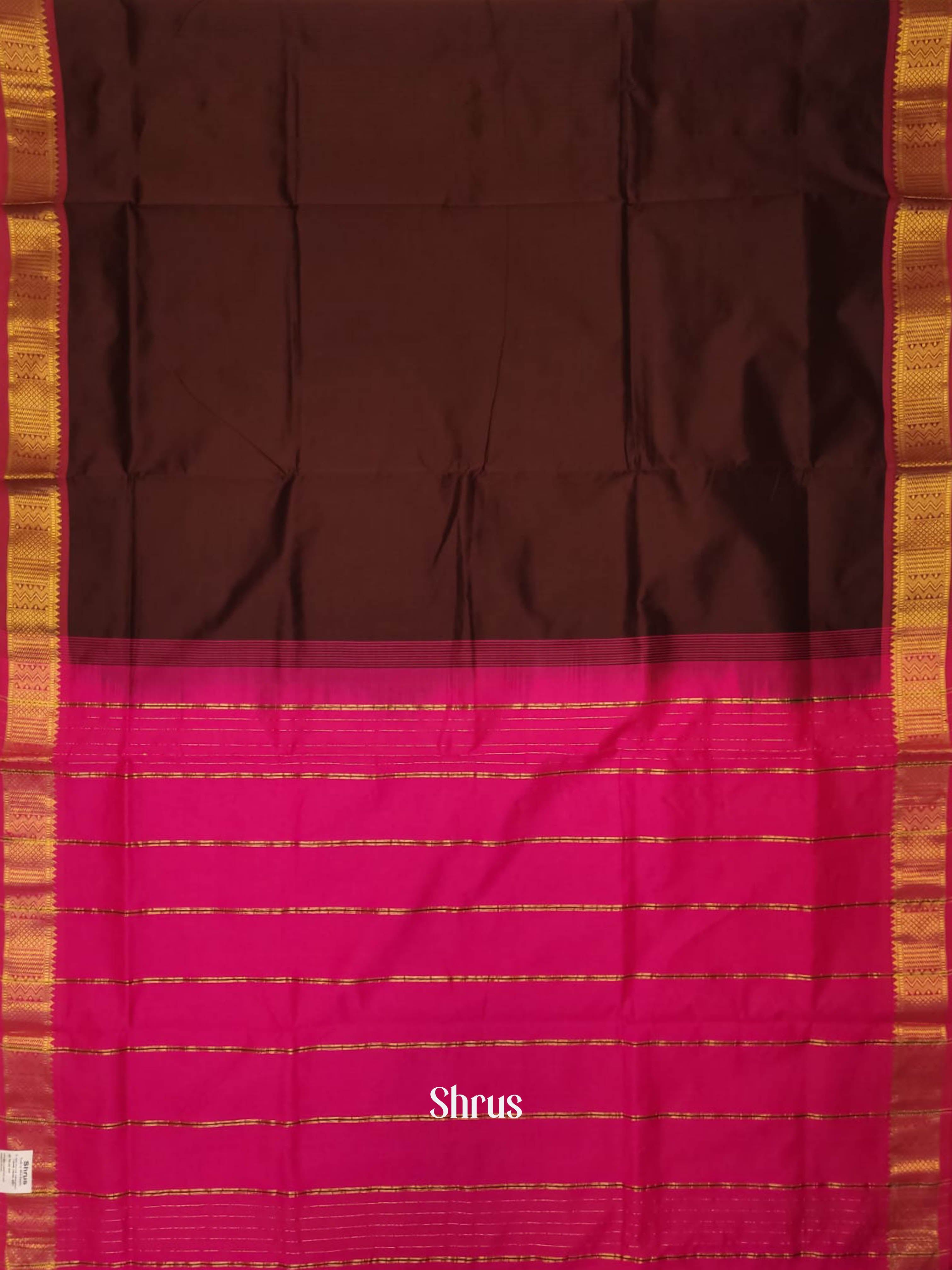 Brown & Pink - Silkcotton-halfpure Saree - Shop on ShrusEternity.com