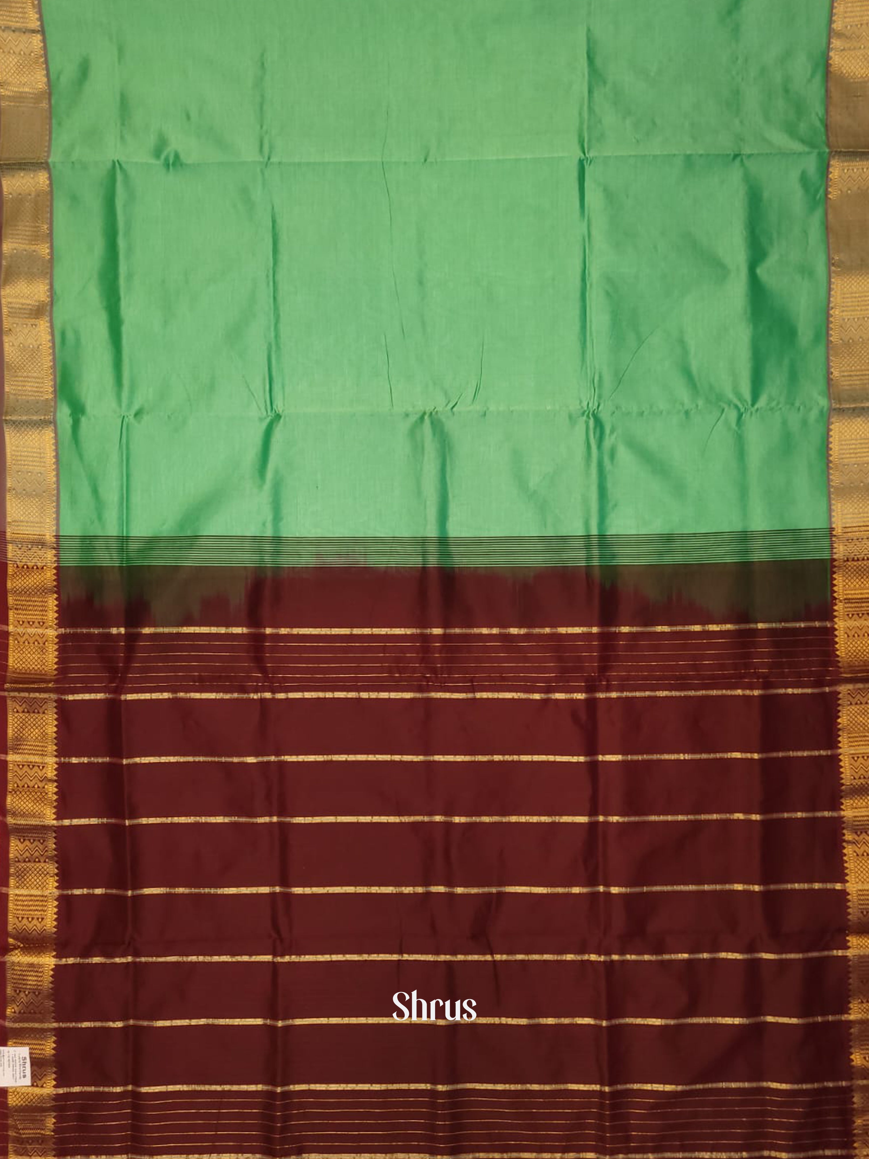 Teal & Maroon - Silk cotton-halfpure Saree - Shop on ShrusEternity.com