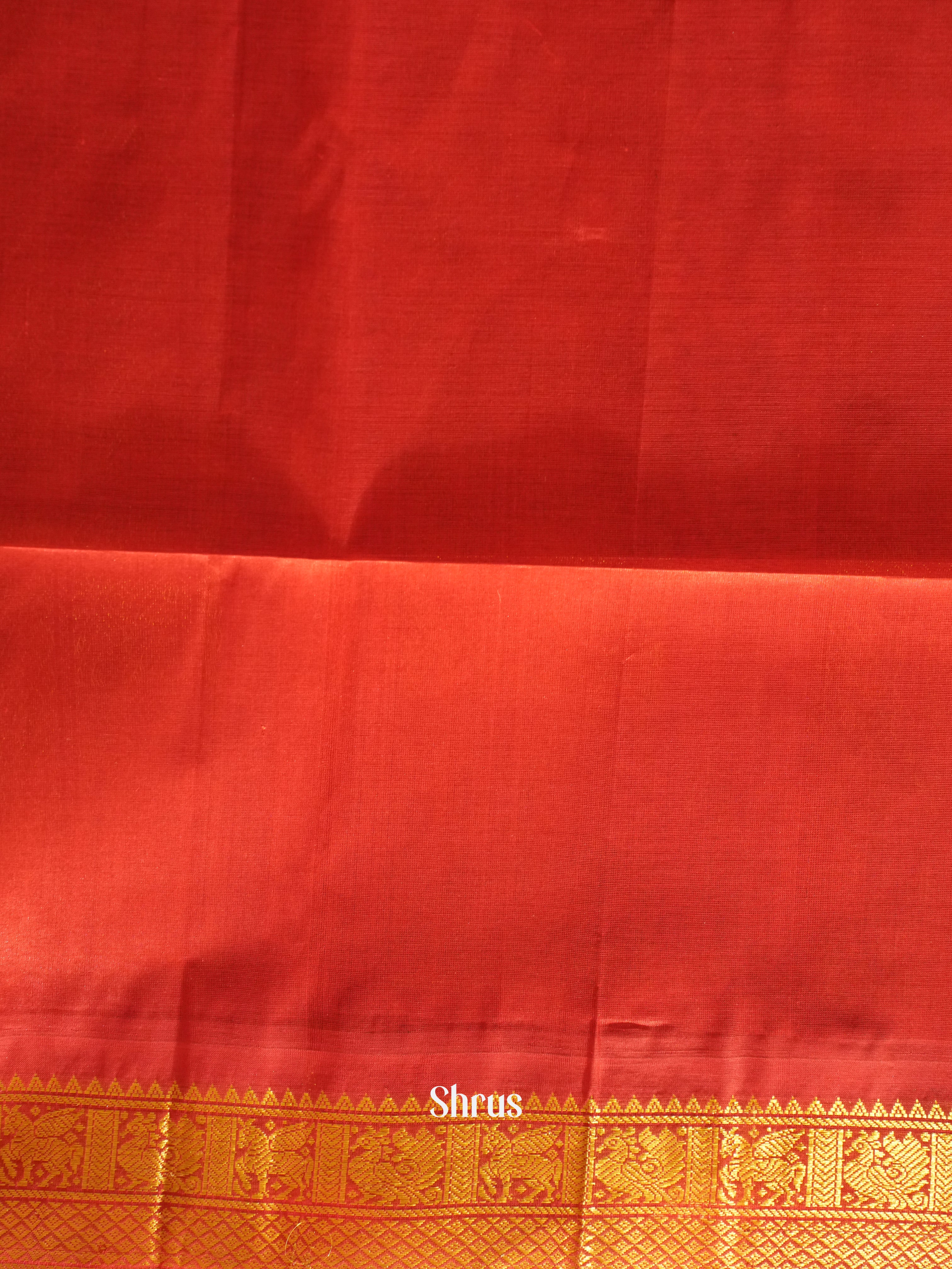 Blue & Red - Silk Cotton Saree - Shop on ShrusEternity.com