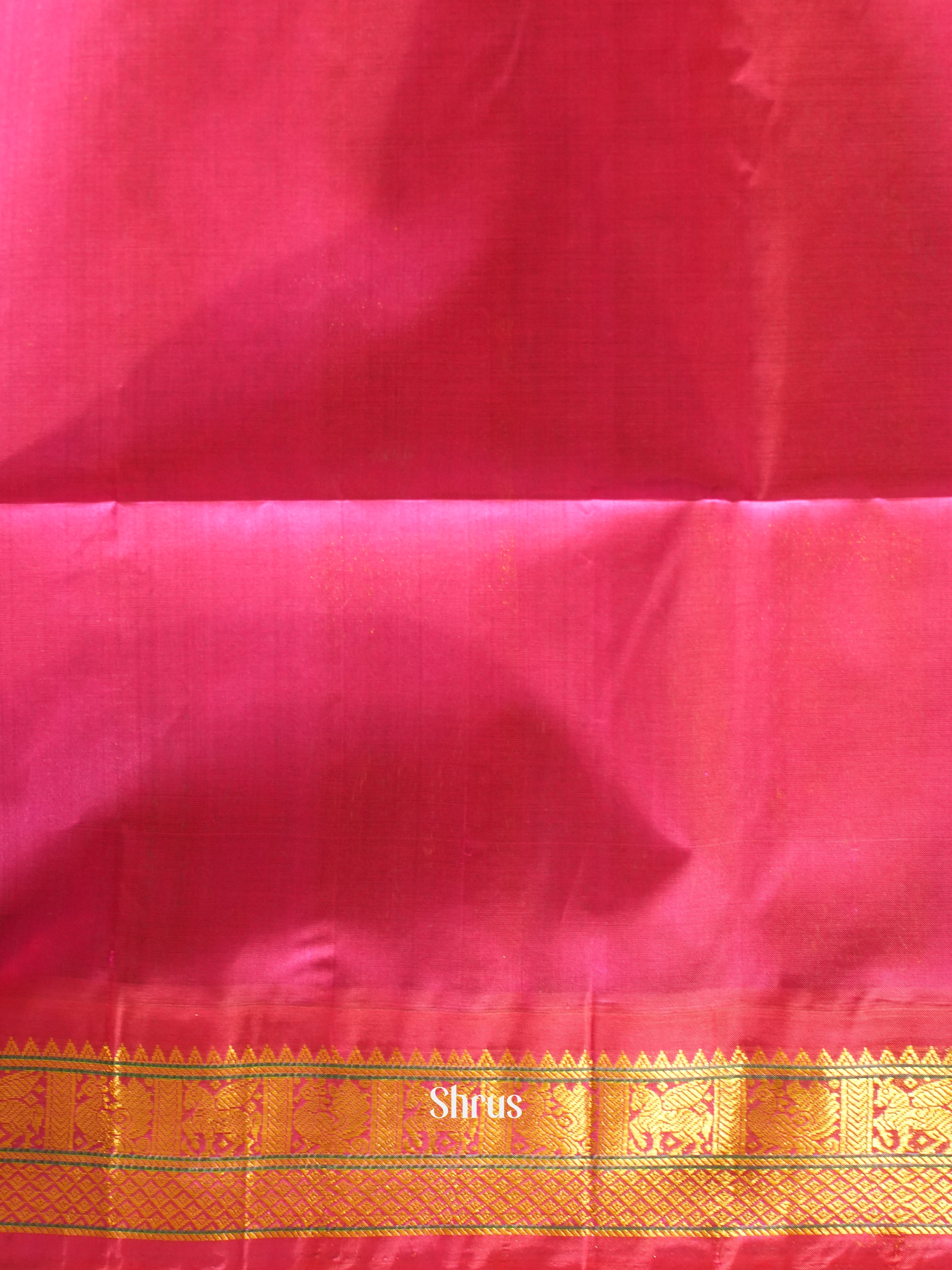 Green & Pink - Silk Cotton Saree - Shop on ShrusEternity.com