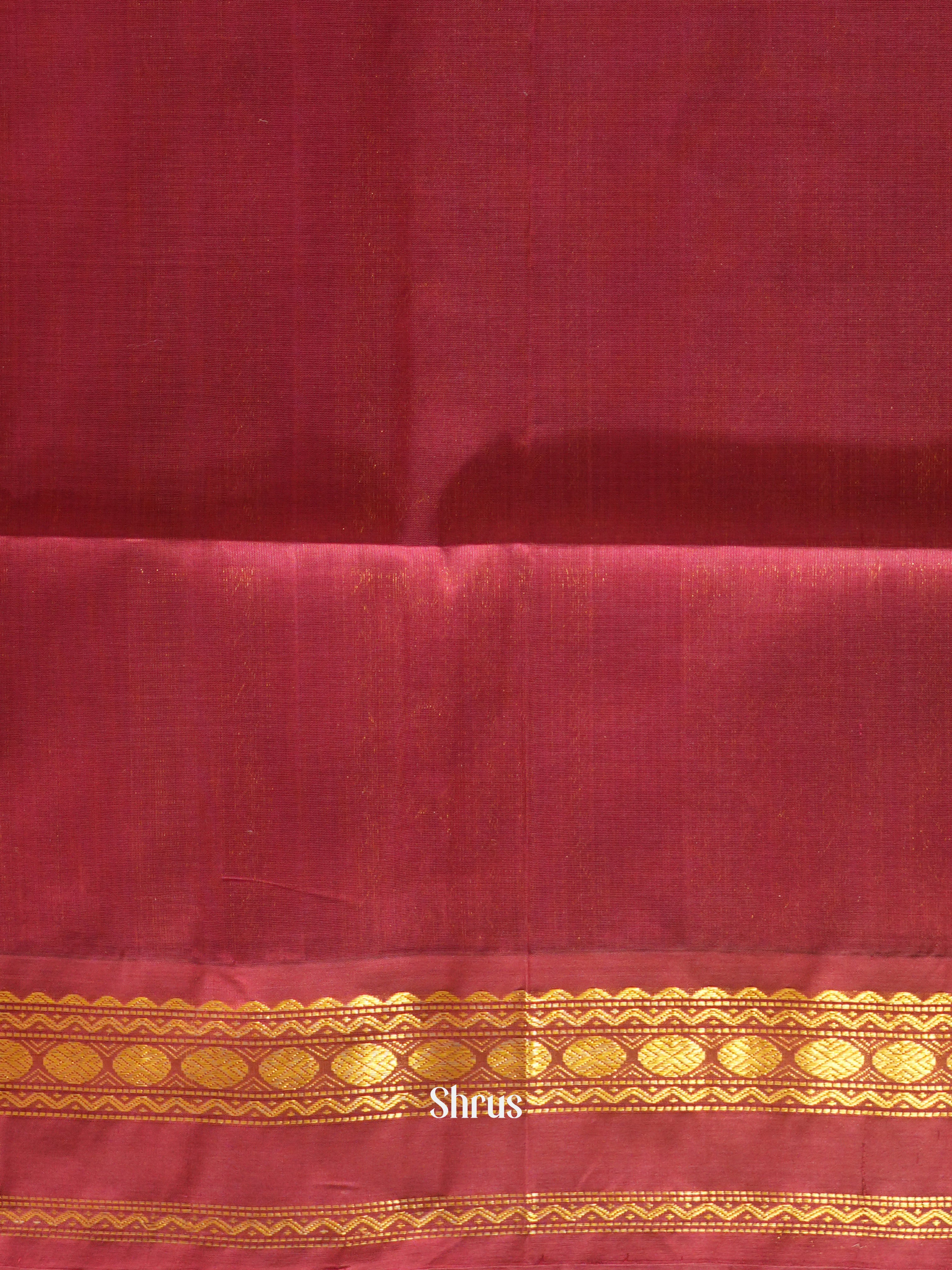 Mustard & Maroon - Silk Cotton Saree - Shop on ShrusEternity.com