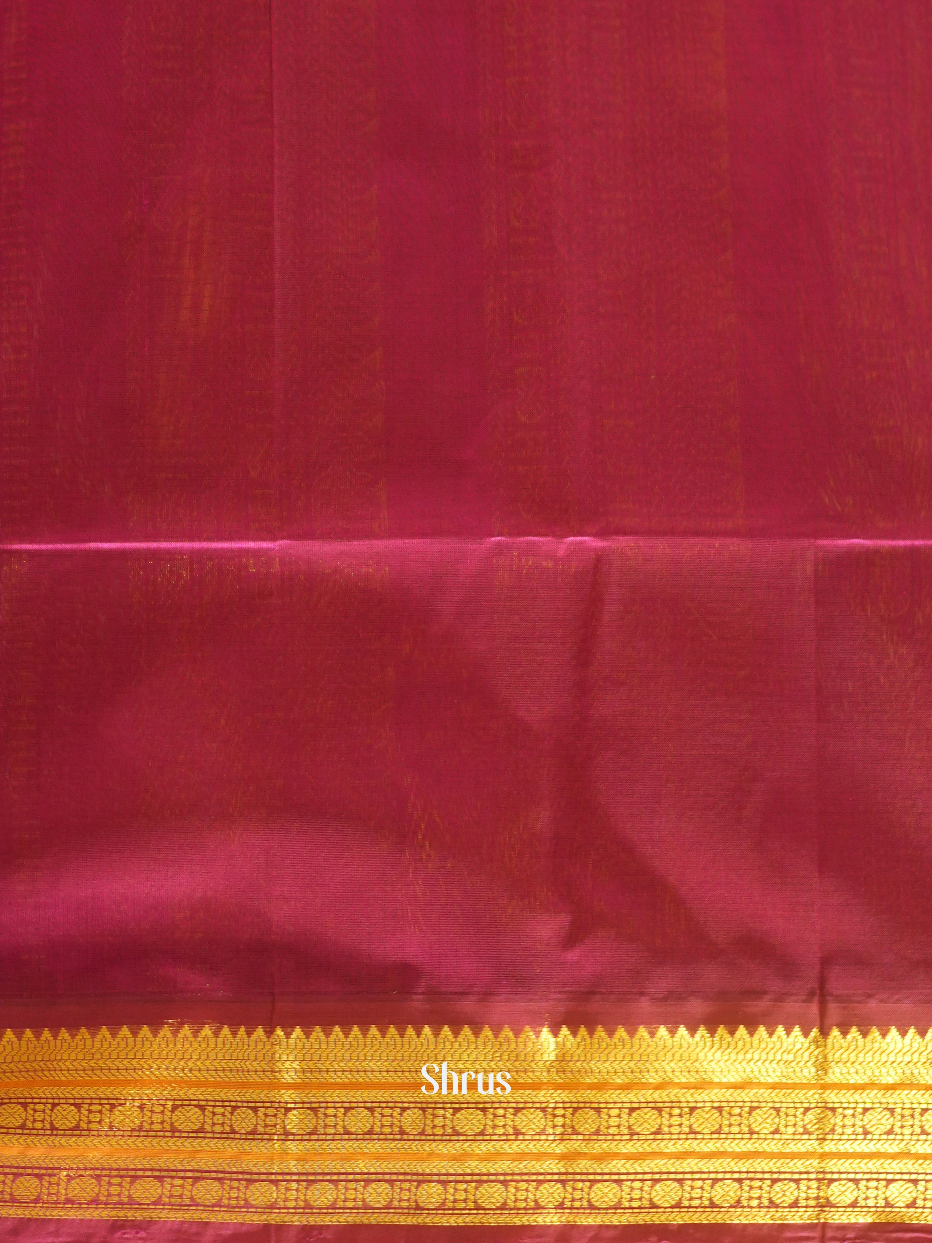 Brick & Maroon - Silk Cotton Saree - Shop on ShrusEternity.com
