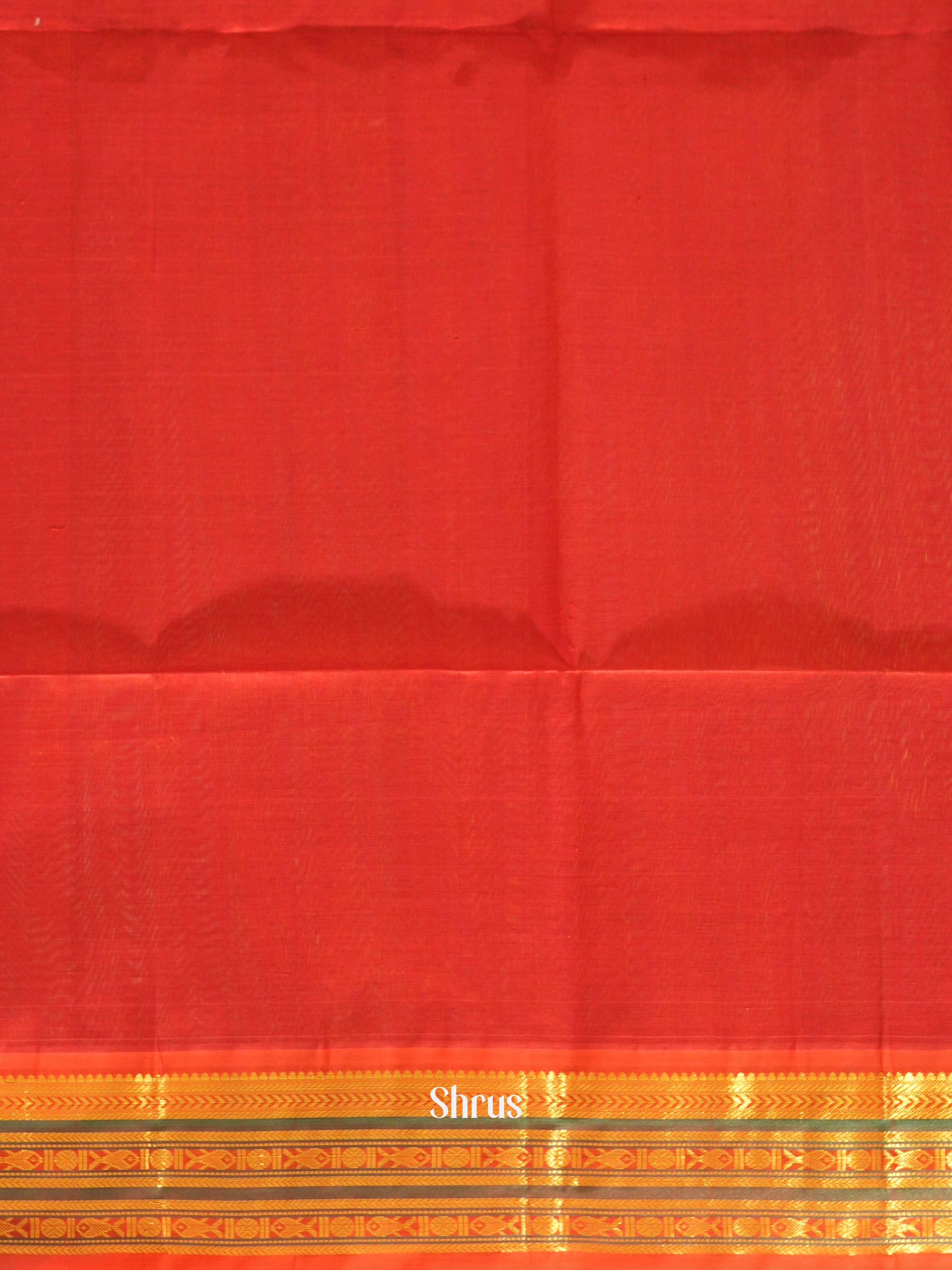 Teal Green & Red - Silk Cotton Saree - Shop on ShrusEternity.com