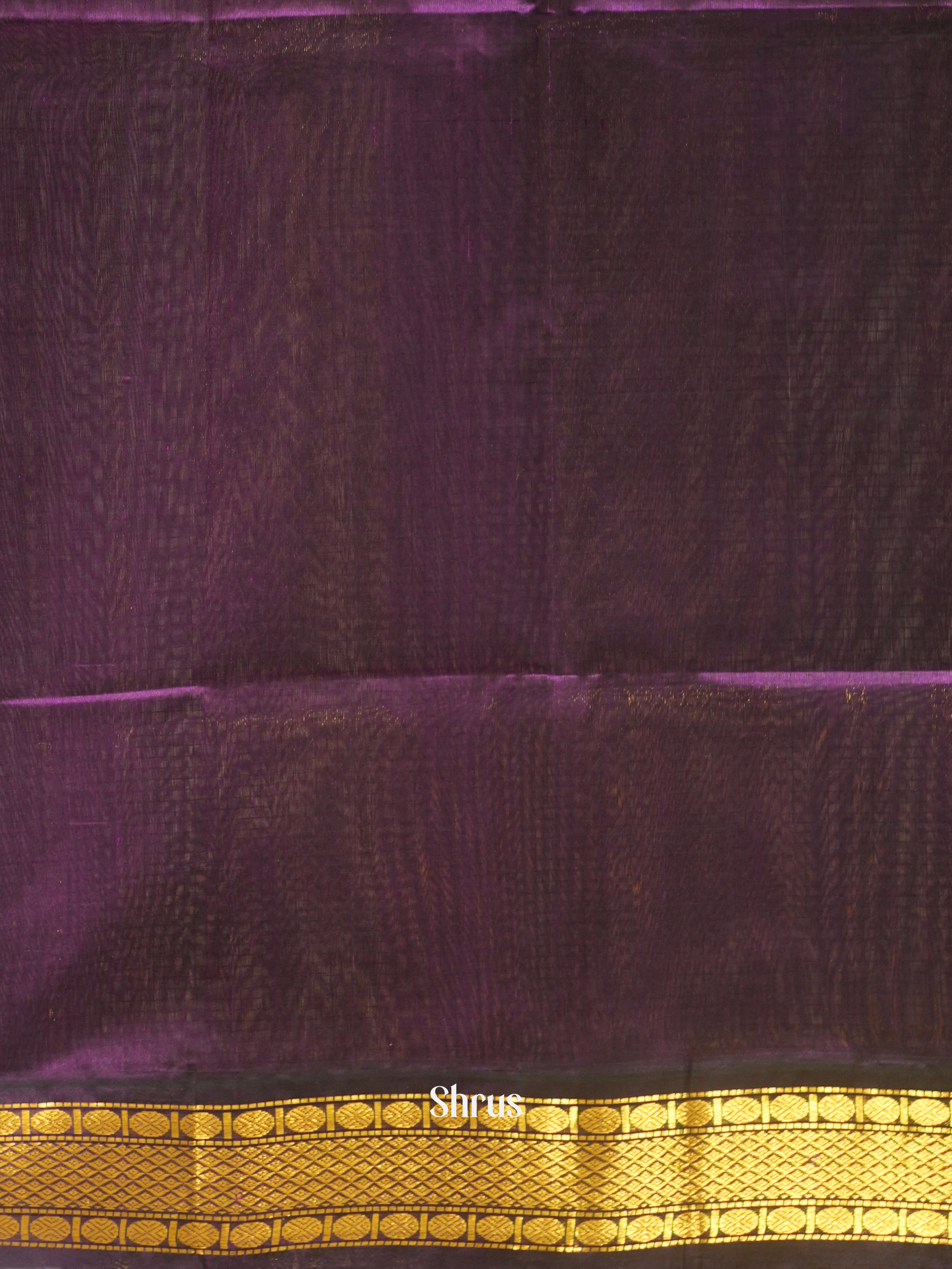 Cream & Purple - Silk Cotton Saree - Shop on ShrusEternity.com